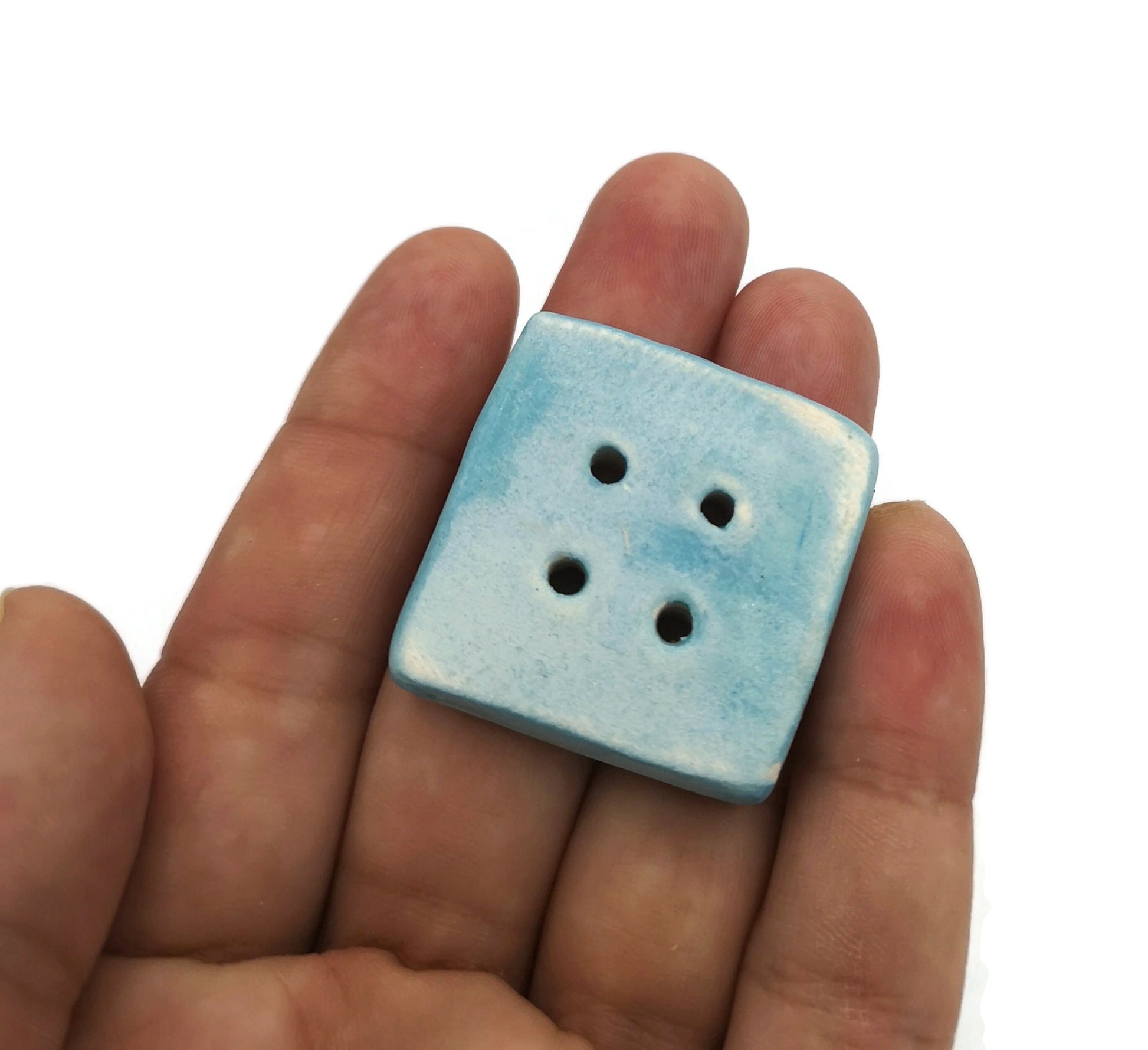 Large Buttons, Handmade Ceramic Sewing Buttons, Flat Buttons, Fancy Blouse Buttons, Blue Sewing Supplies And Notions - Ceramica Ana Rafael