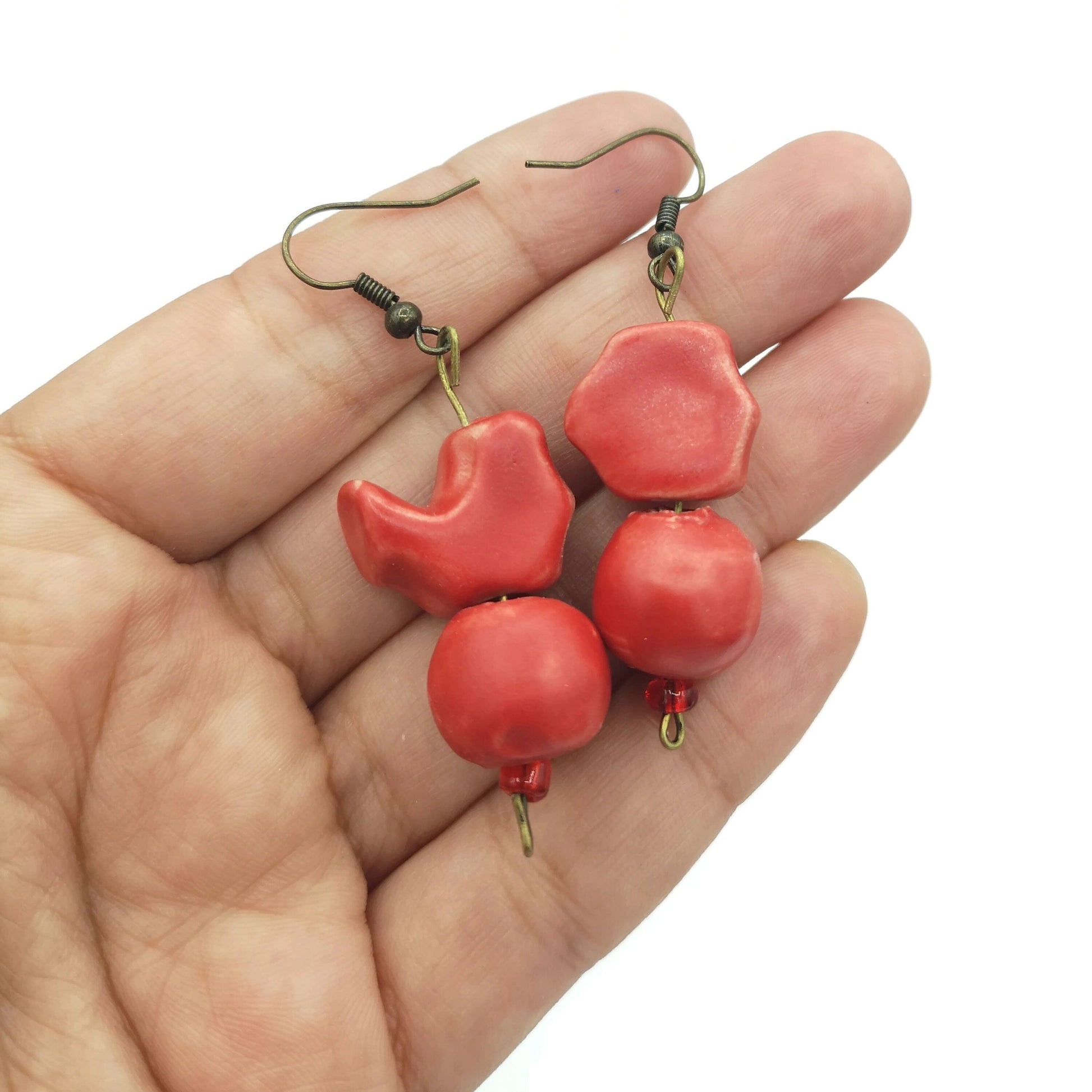 MISMATCHED EARRINGS ASYMMETRIC, Unique Ceramic Drop Earrings, 9th Anniversary Gift For Her, Artsy dangle Earrings, Aesthetic Earrings - Ceramica Ana Rafael