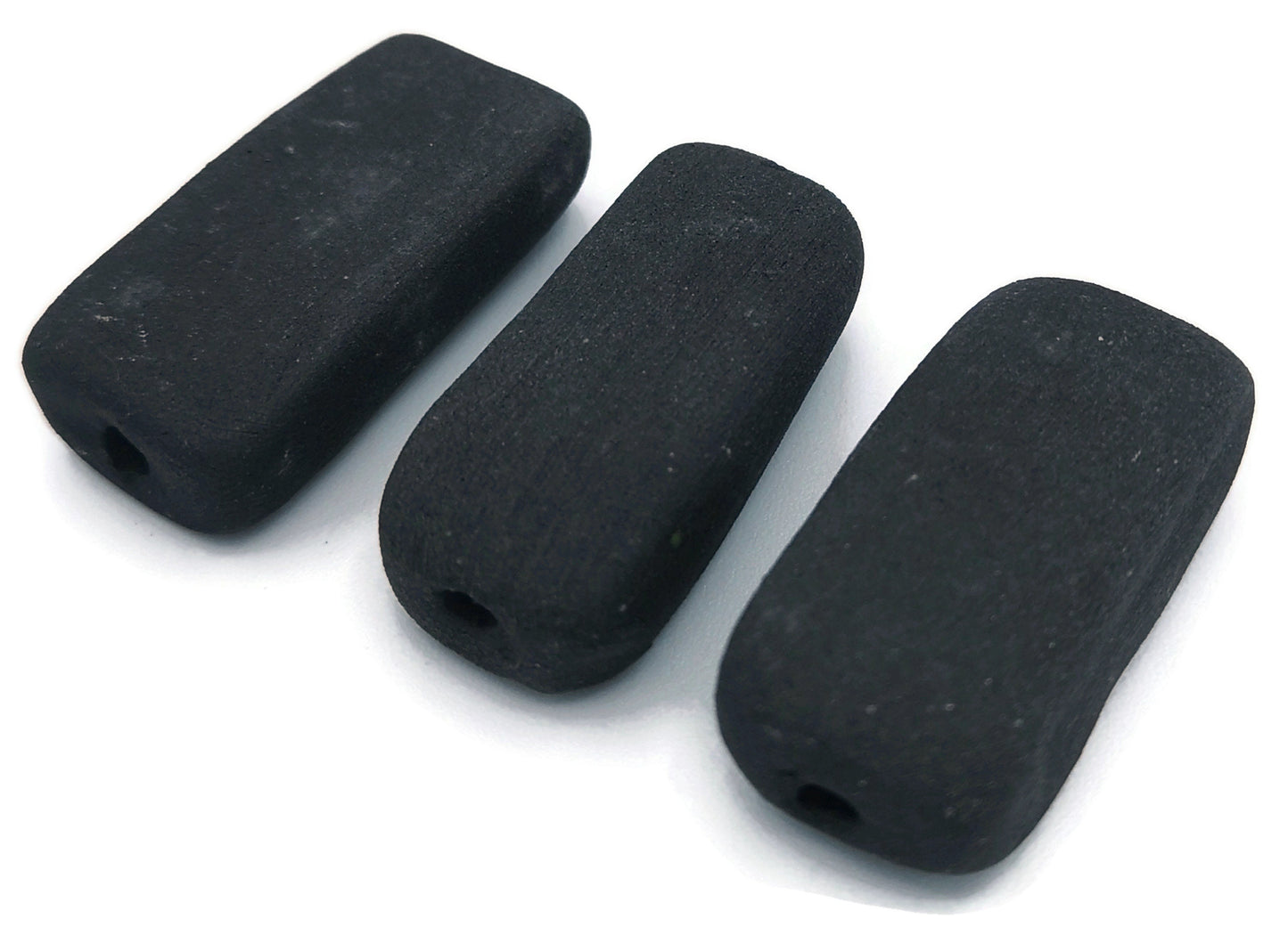 LARGE RECTANGULAR BEADS, Ceramic Beads Matt Set of 3 Tile Beads For Crafting Or Decorating, Jewelry Making Beads - Ceramica Ana Rafael