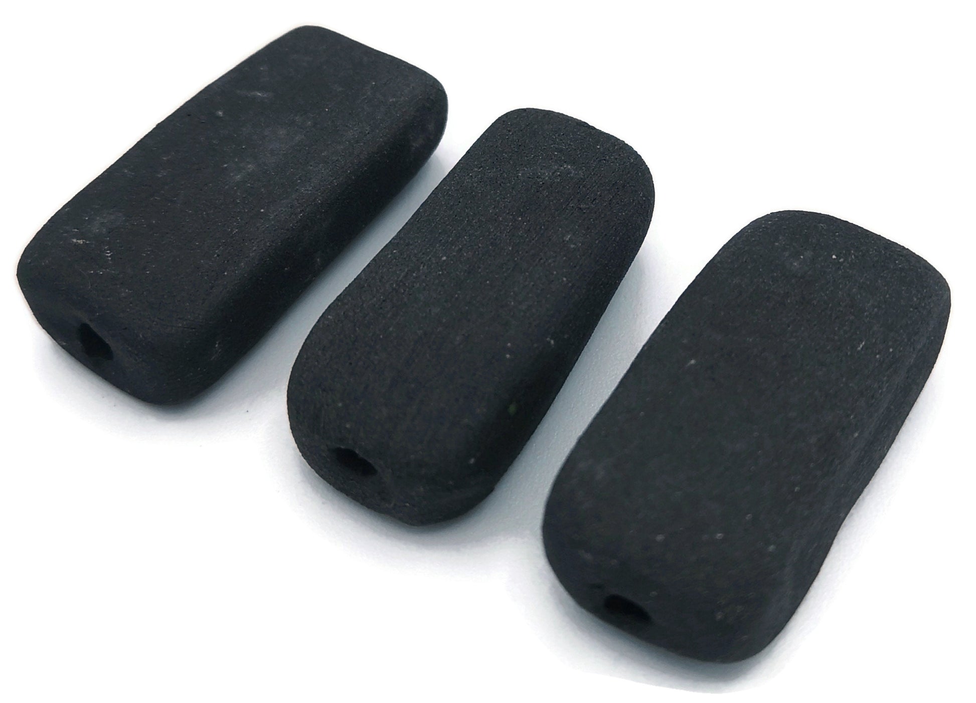 LARGE RECTANGULAR BEADS, Ceramic Beads Matt Set of 3 Tile Beads For Crafting Or Decorating, Jewelry Making Beads - Ceramica Ana Rafael