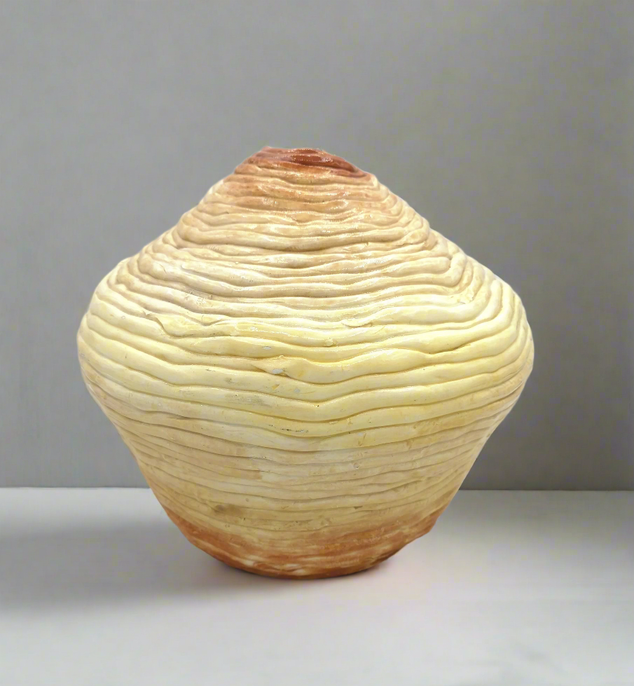 Jarrón de cerámica alto hecho a mano, jarrón de cogollos escultórico con aspecto antiguo, decoración de arte regalo de boda único para pareja, jarrón de piso grande texturizado