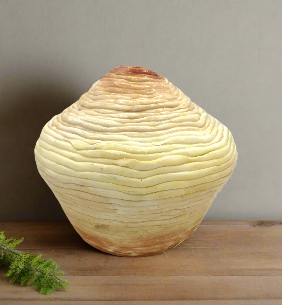 Jarrón de cerámica alto hecho a mano, jarrón de cogollos escultórico con aspecto antiguo, decoración de arte regalo de boda único para pareja, jarrón de piso grande texturizado