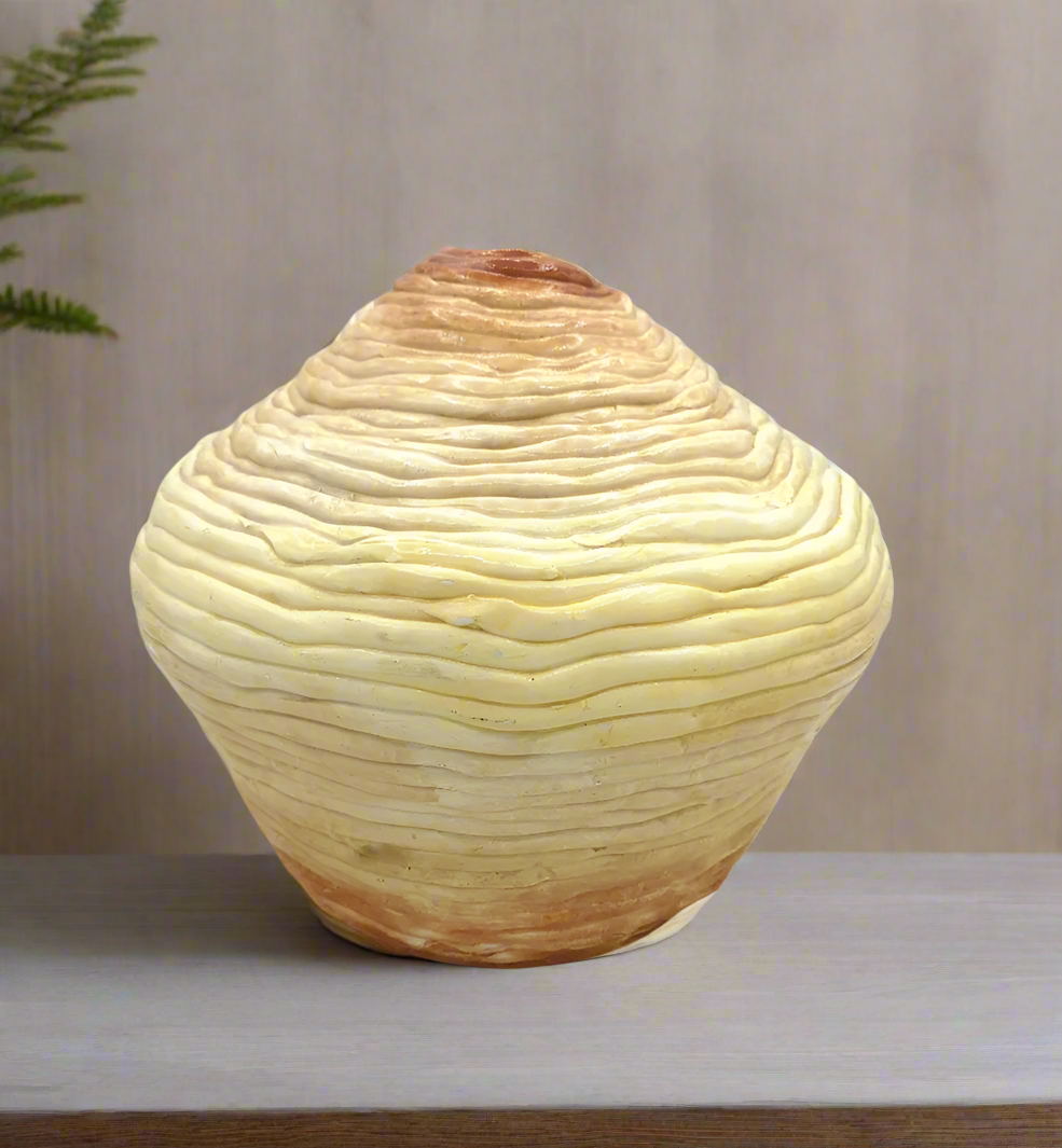Jarrón de cerámica alto hecho a mano, jarrón de cogollos escultórico con aspecto antiguo, decoración de arte regalo de boda único para pareja, jarrón de piso grande texturizado