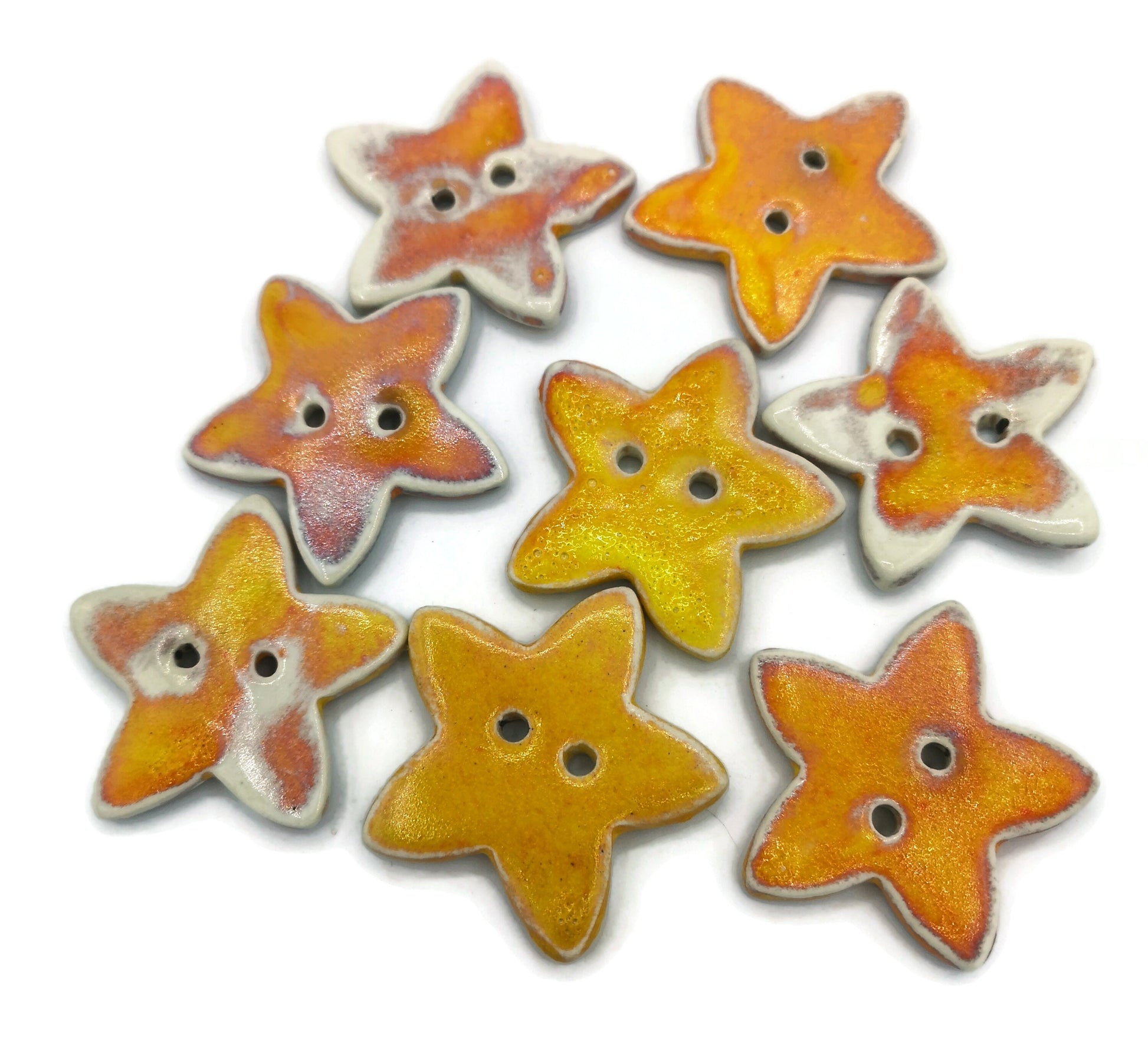 Set Of 2 Coat Buttons, Handmade Ceramic Sewing Buttons Star Shaped, Sewing Supplies And Notions, Custom Buttons For Jewelry Making - Ceramica Ana Rafael