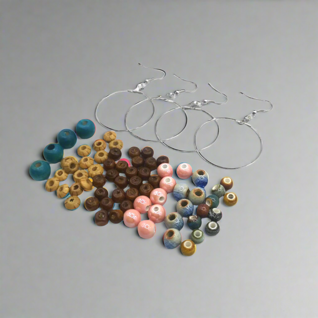 72Pcs DIY Craft Kit for Beaded Dangle Earrings | Unique Handmade Ceramic Jewelry Making Kit | Perfect Gift for Teenage Girls