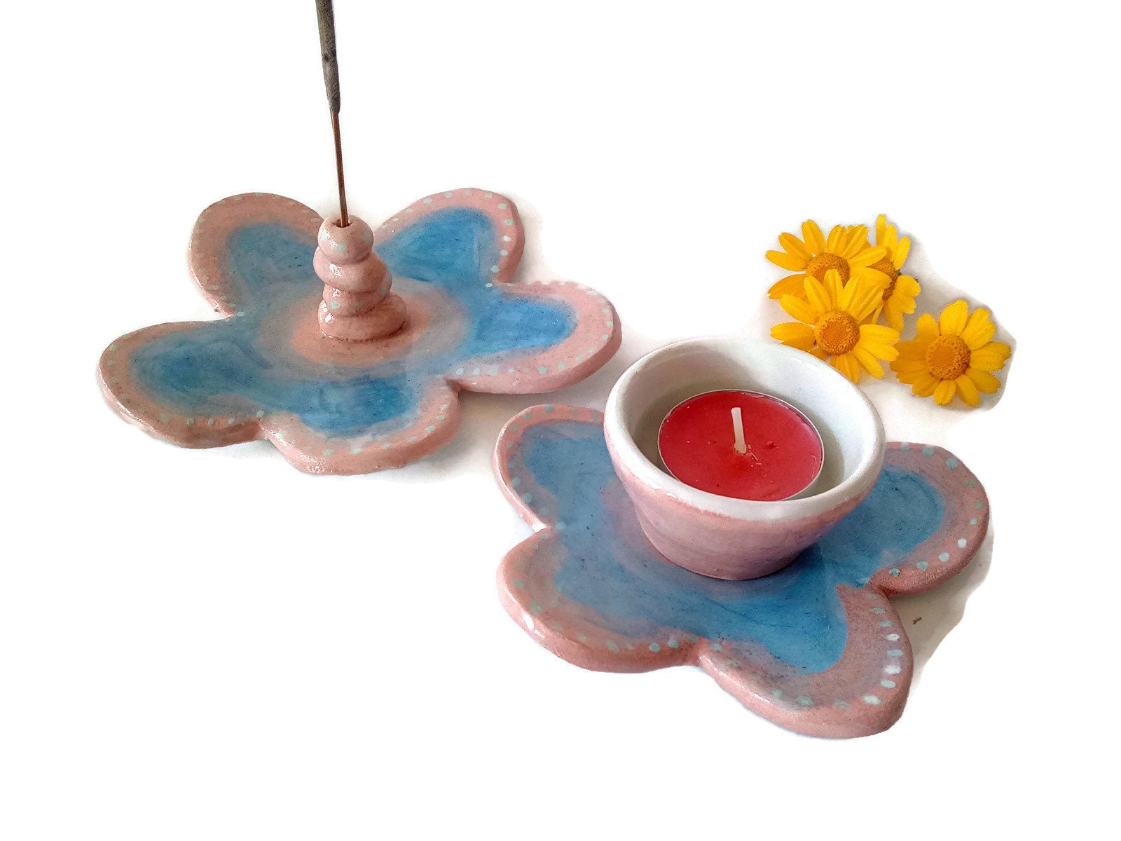 Cute Incense Holder, Handmade Ceramic Bowl Set 3Pcs, Tea Light Holder, Mothers Day Gift For Grandma, Plant Mom Birthday Gift From daughter, - Ceramica Ana Rafael