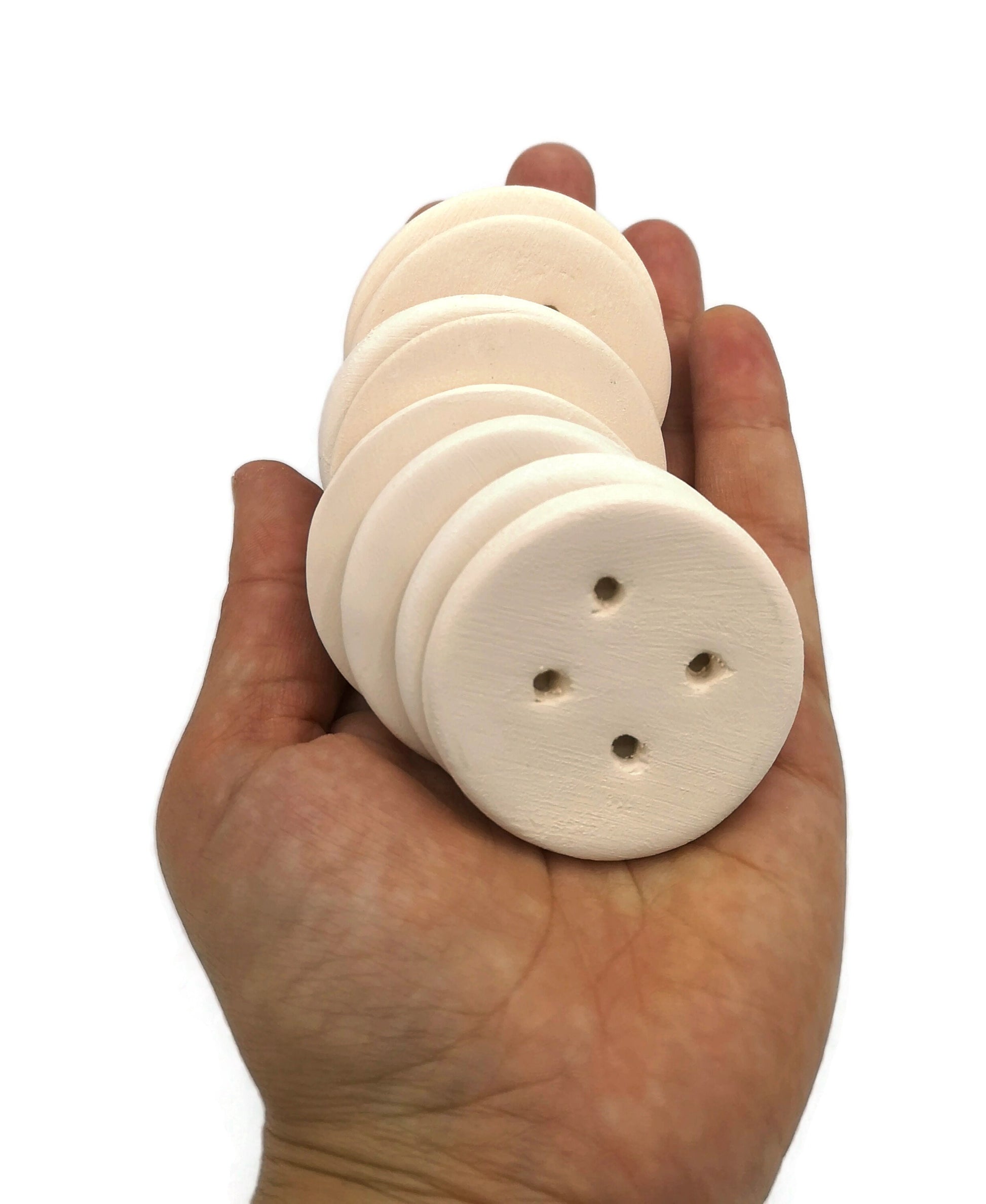 Handmade ceramic Sewing buttons Set, Unpainted Ceramic Bisque ready To Paint, Upholstery Buttons Round Shape, Best Gifts For Her Large Blank - Ceramica Ana Rafael