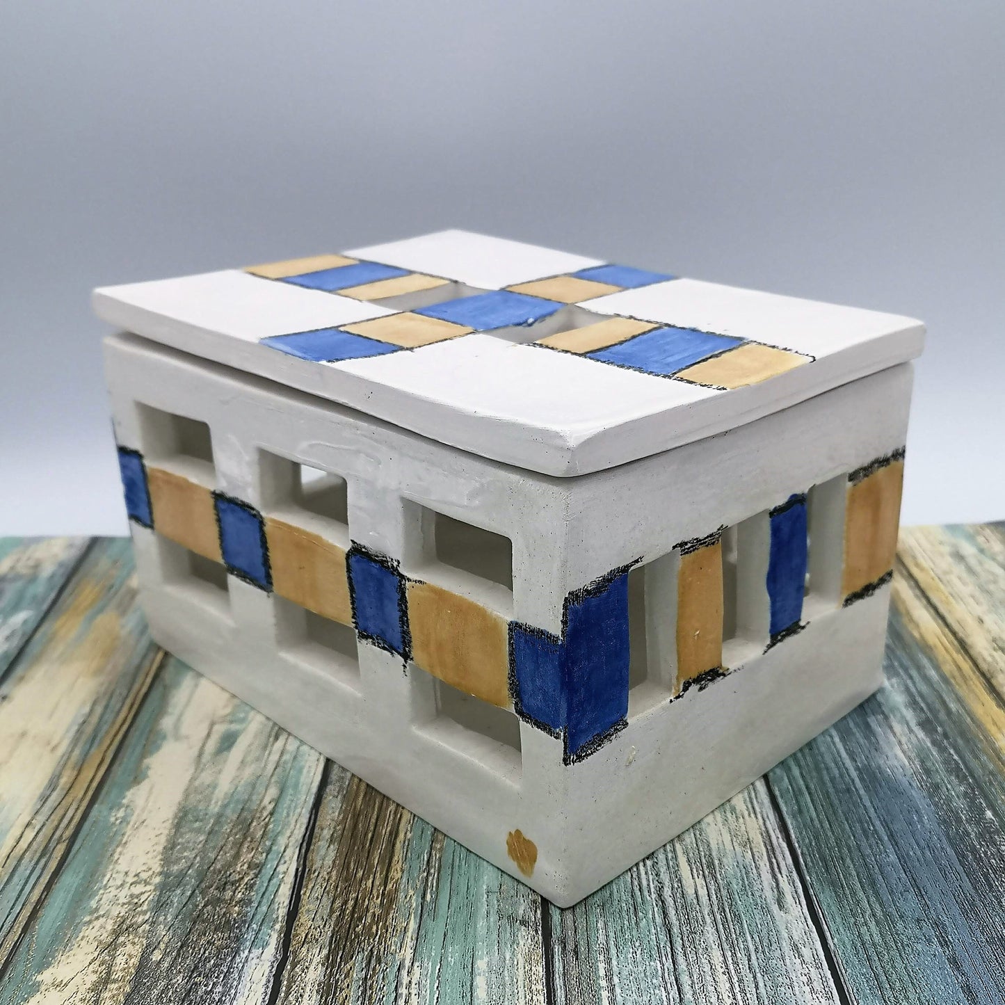 UNIQUE JEWELRY BOX, Hand Painted Large Jewelry Box With Lid, Decorative Ceramic Minimalist Box, Modern Treasure Box - Ceramica Ana Rafael