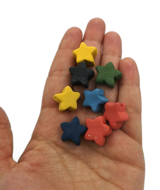 8 Pcs Handmade Ceramic Beads Ready To Ship, Cute Star Shape Assorted Beads For Jewelry Making, Unique Clay Spacer Beads, Most Sold Items - Ceramica Ana Rafael