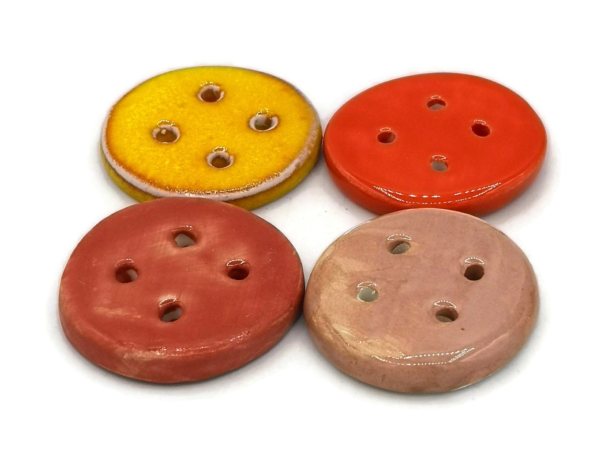 Clay Buttons Lot Of 4, Round Large Sewing Buttons, Jewelry making, Best sellers Sewing Supplies And Notions, Handmade Ceramic Unique Buttons - Ceramica Ana Rafael
