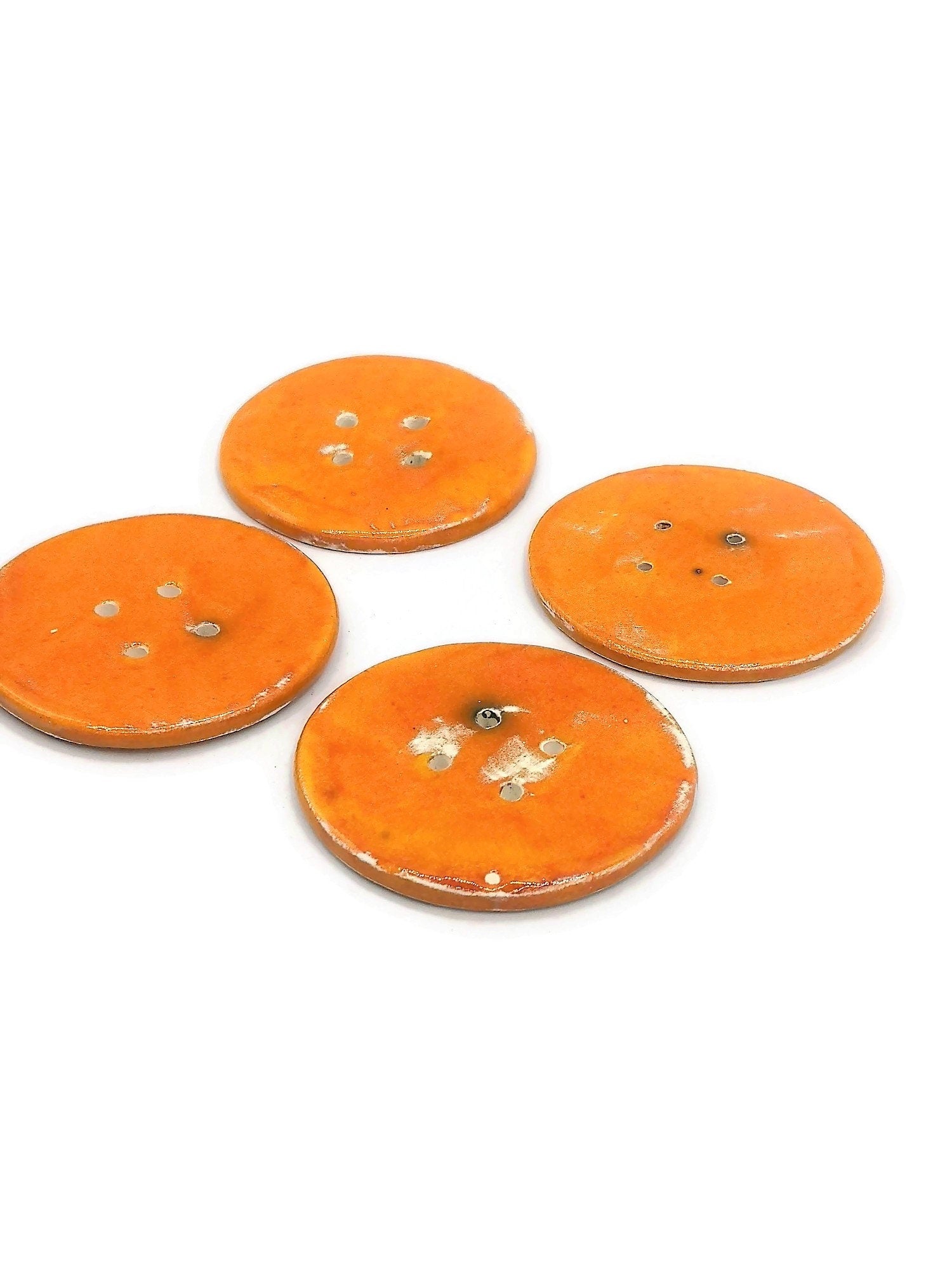 1Pc 65 mm Giant Sewing Buttons, Decorative Novelty Extra Large Buttons for Crafts, Handmade Ceramic Coat Button, Jumbo Orange Button - Ceramica Ana Rafael