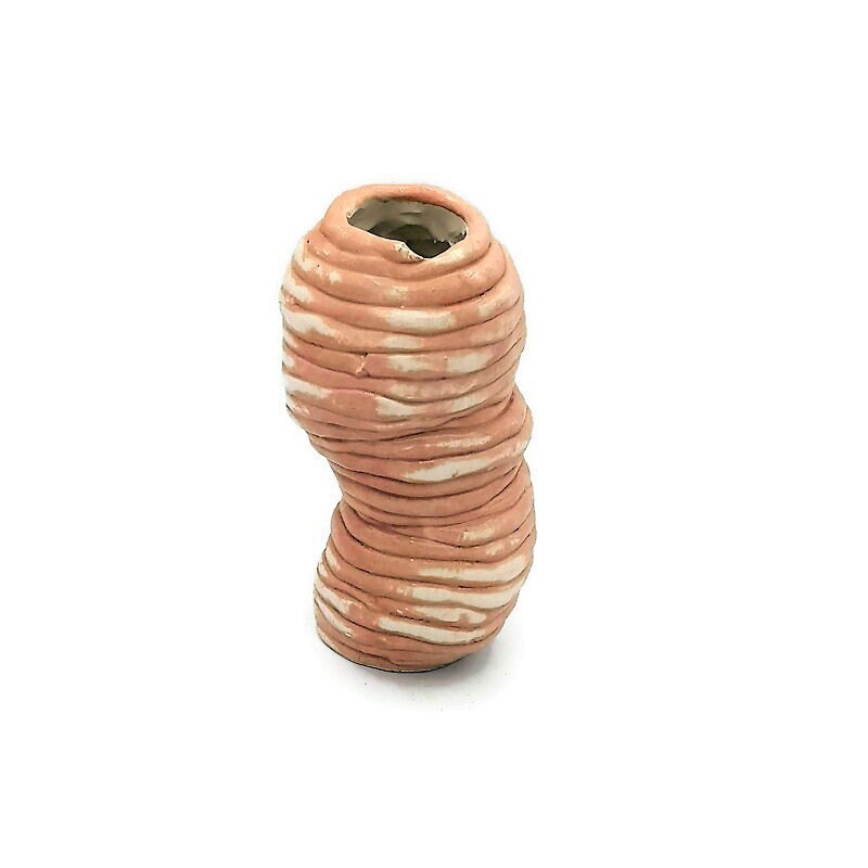 Handmade Ceramic Sculptural Flower Vase, Housewarming Gift New Home Pink Farmhouse Decor, Tall Boho Vase Unique Wedding Gift For Couple - Ceramica Ana Rafael