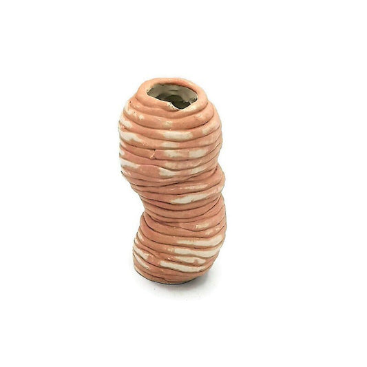 Handmade Ceramic Sculptural Flower Vase, Housewarming Gift New Home Pink Farmhouse Decor, Tall Boho Vase Unique Wedding Gift For Couple - Ceramica Ana Rafael