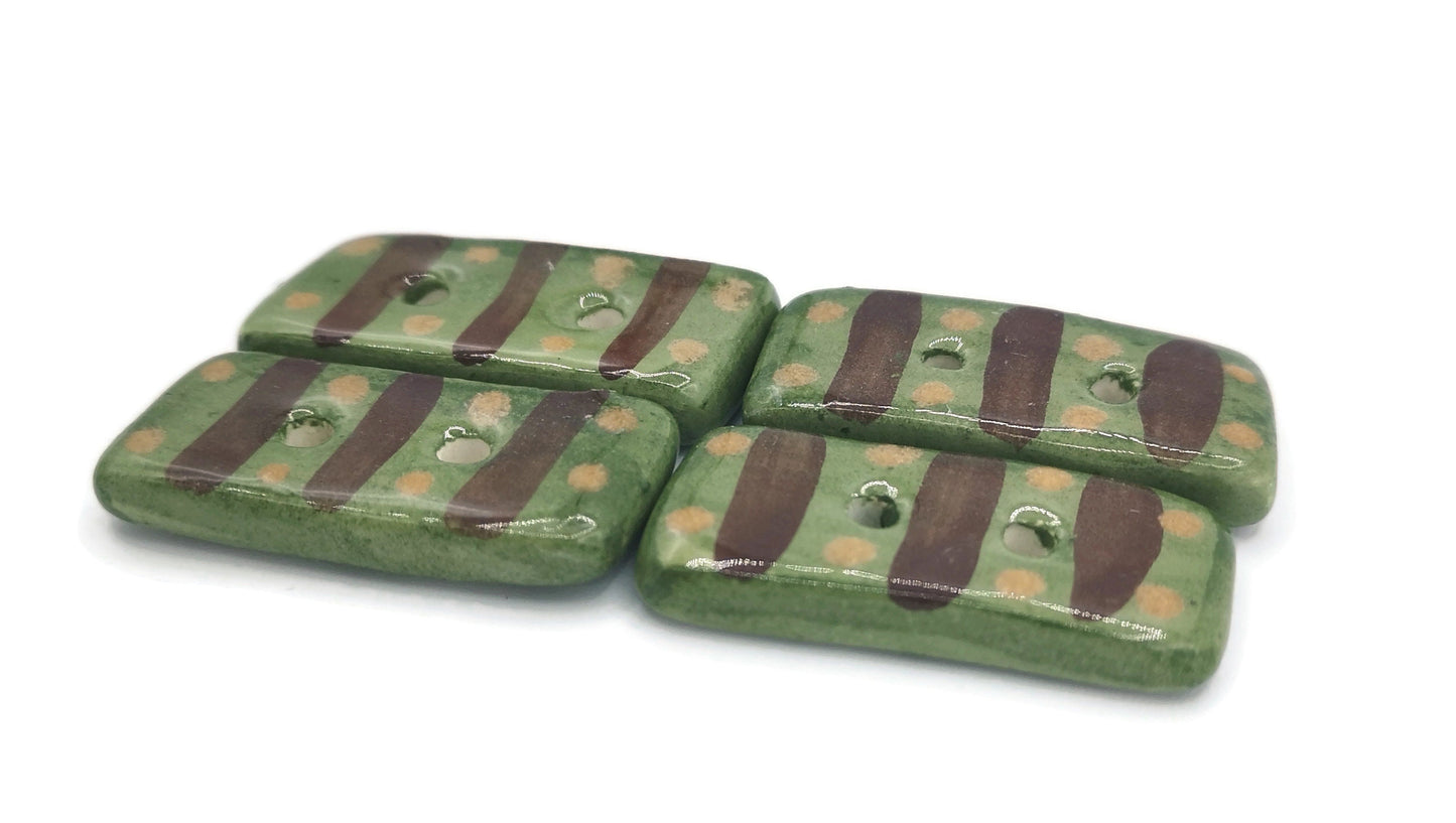 4Pc 40mm Handmade Ceramic Extra Large Buttons Rectangle Shape, Coat Button For Crafts, Fancy Jacket Buttons, Sewing Supplies And Notions - Ceramica Ana Rafael