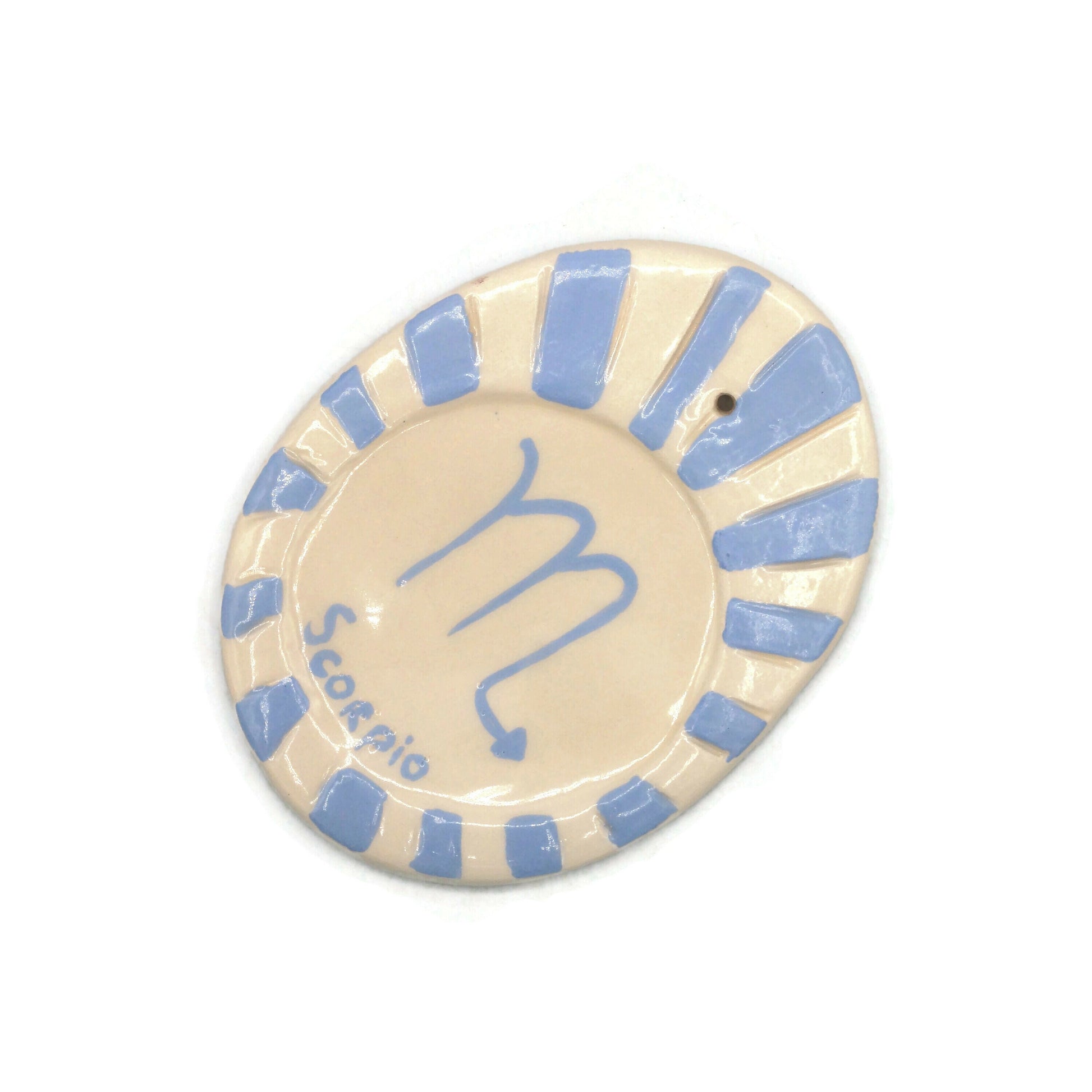 Handmade Ceramic Blue Scorpio Incense Stick Burner for Her, Zodiac Cone Incense Holder, Birthday Gift for Women, 9th Anniversary Gift Idea - Ceramica Ana Rafael