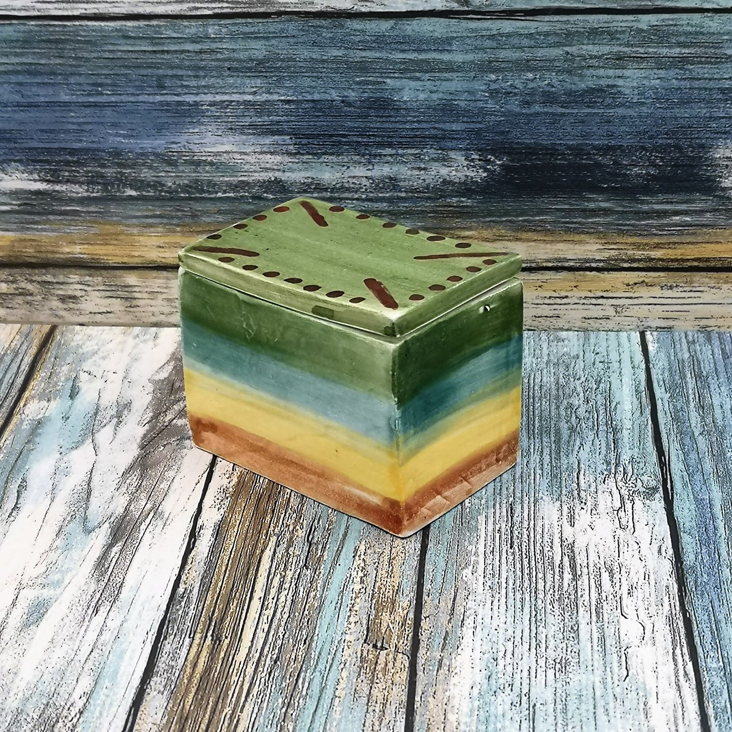 CERAMIC JEWELRY BOX, Small Trinket Box With Lid, Hand Painted Decorative Box, 9th anniversary Gift For Her - Ceramica Ana Rafael