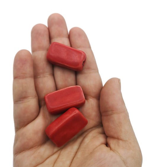 RECTANGULAR BEADS, CERAMIC Beads, Set of 3 Rectangle Shaped 2mm Hole Jewelry Making Beads - Ceramica Ana Rafael