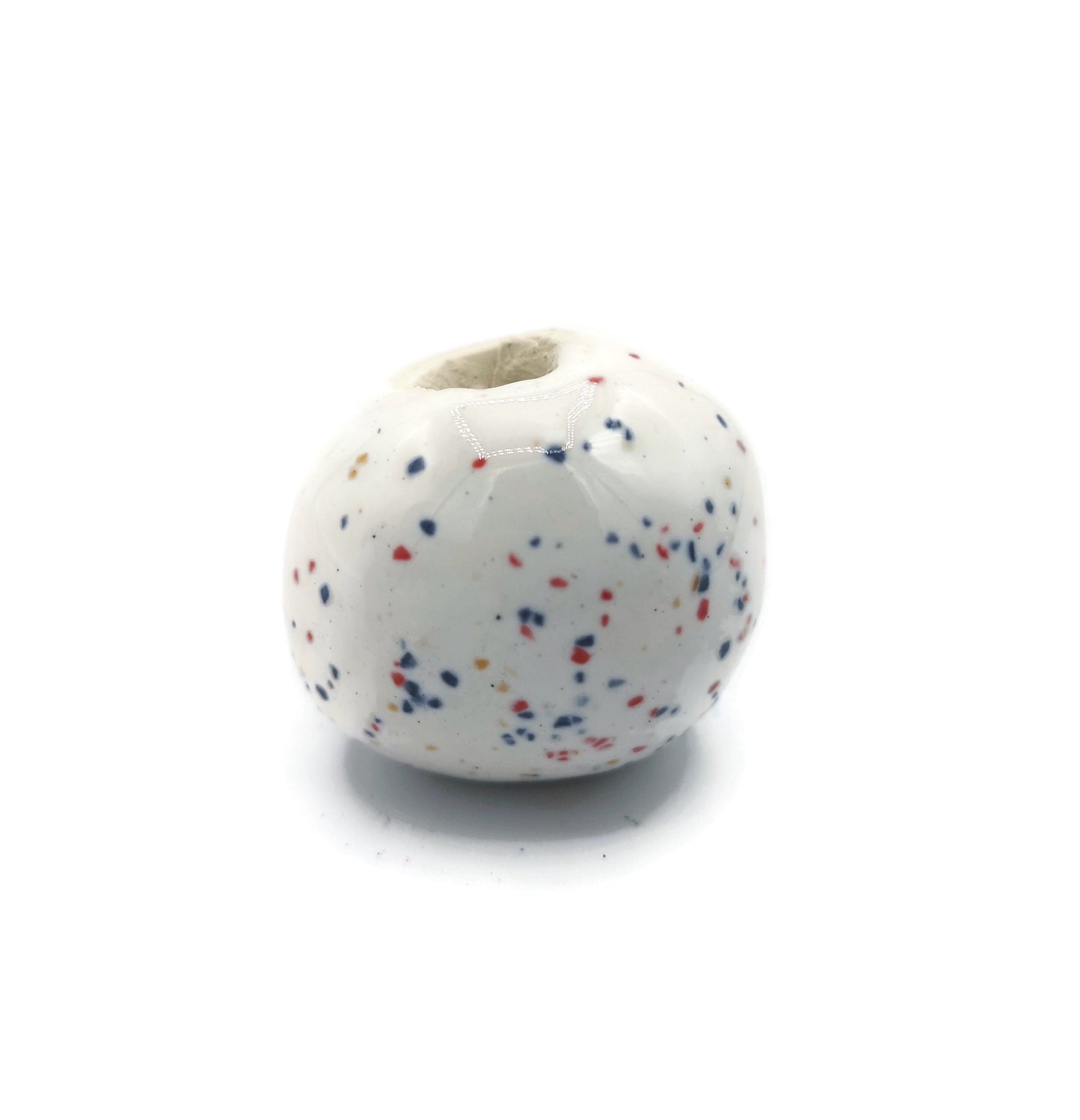 confetti beads for jewelry making supplies, large hole ceramic beads for macrame, unique bubblegum beads - Ceramica Ana Rafael