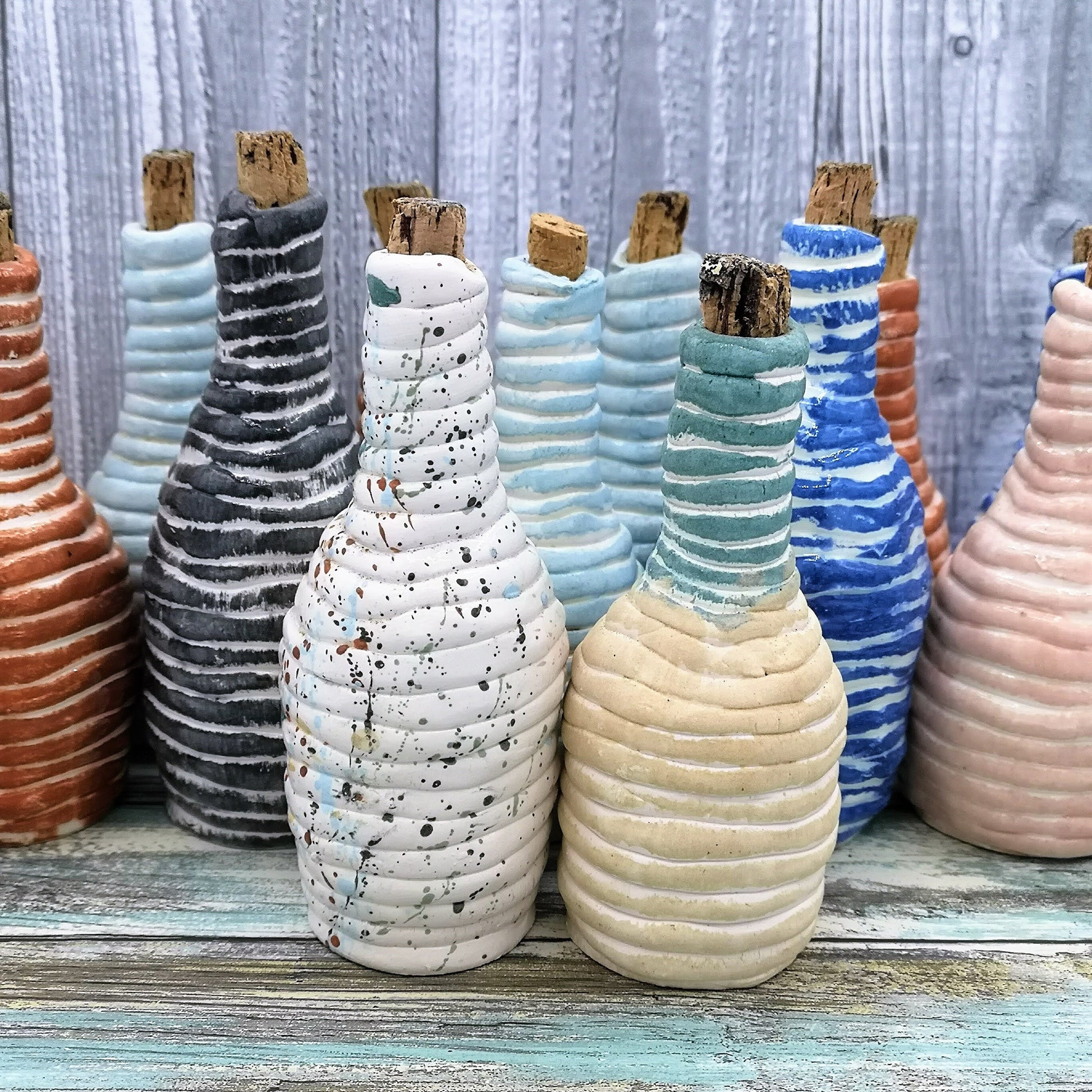 SMALL CERAMIC BOTTLE, Decorative Bottles, Charming Ceramic Bottle With A Natural Cork Stopper, Drinking Bottle 9th Anniversary Gift - Ceramica Ana Rafael