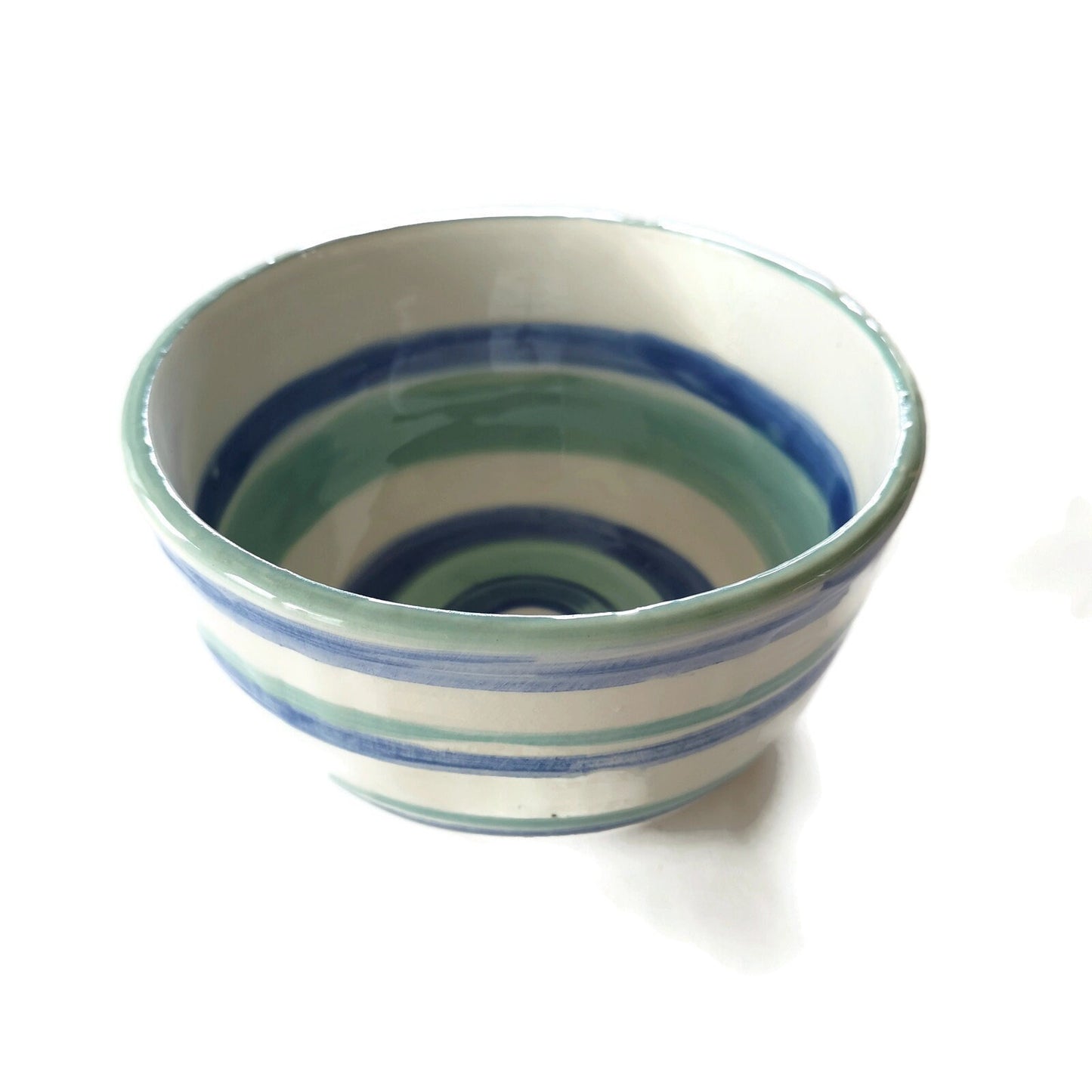 Hand Painted Turquoise Blue Striped Bowl, housewarming gift first home for her, Mom Birthday Gifts From Daughter, Best Sellers Pasta Bowls - Ceramica Ana Rafael