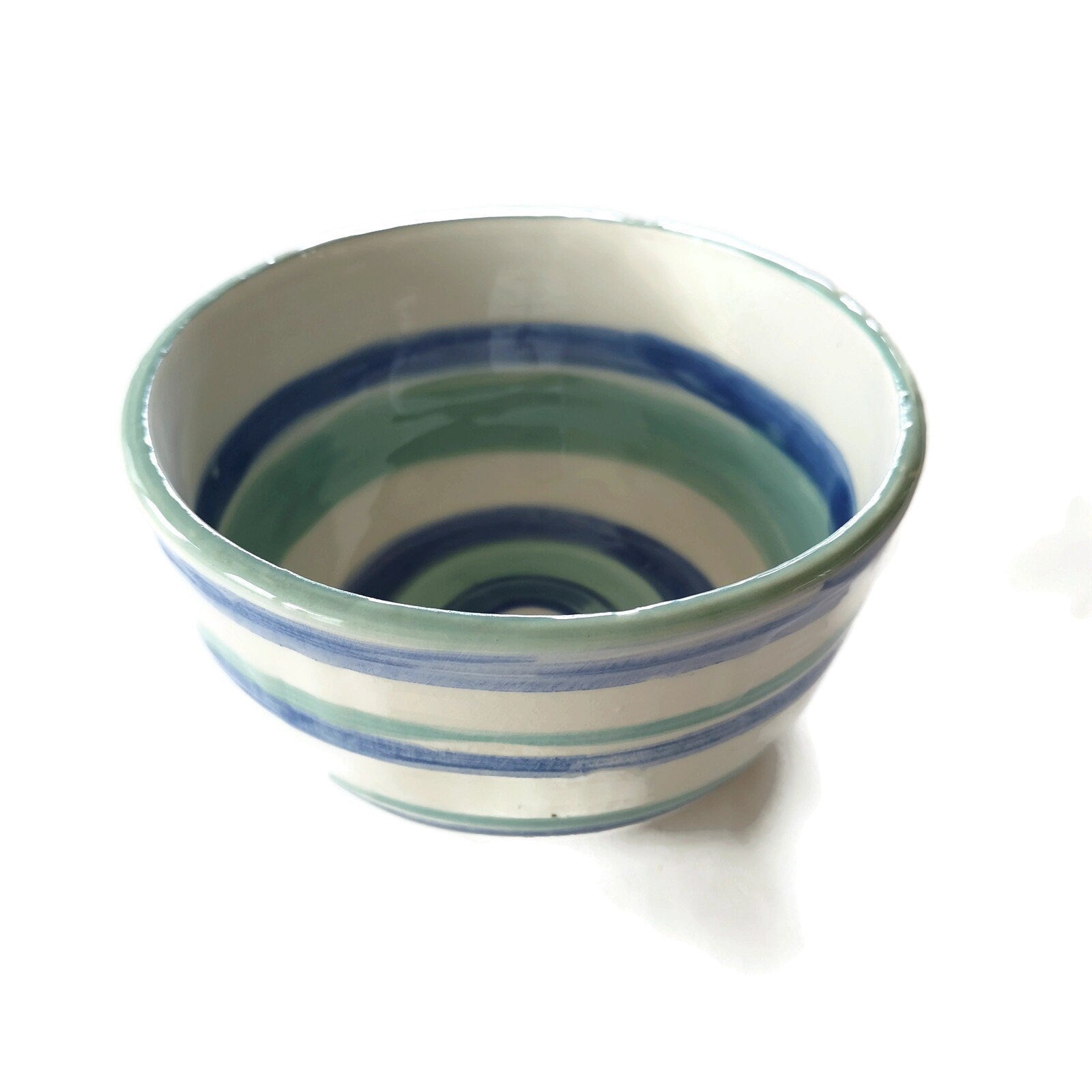 Hand Painted Turquoise Blue Striped Bowl, housewarming gift first home for her, Mom Birthday Gifts From Daughter, Best Sellers Pasta Bowls - Ceramica Ana Rafael
