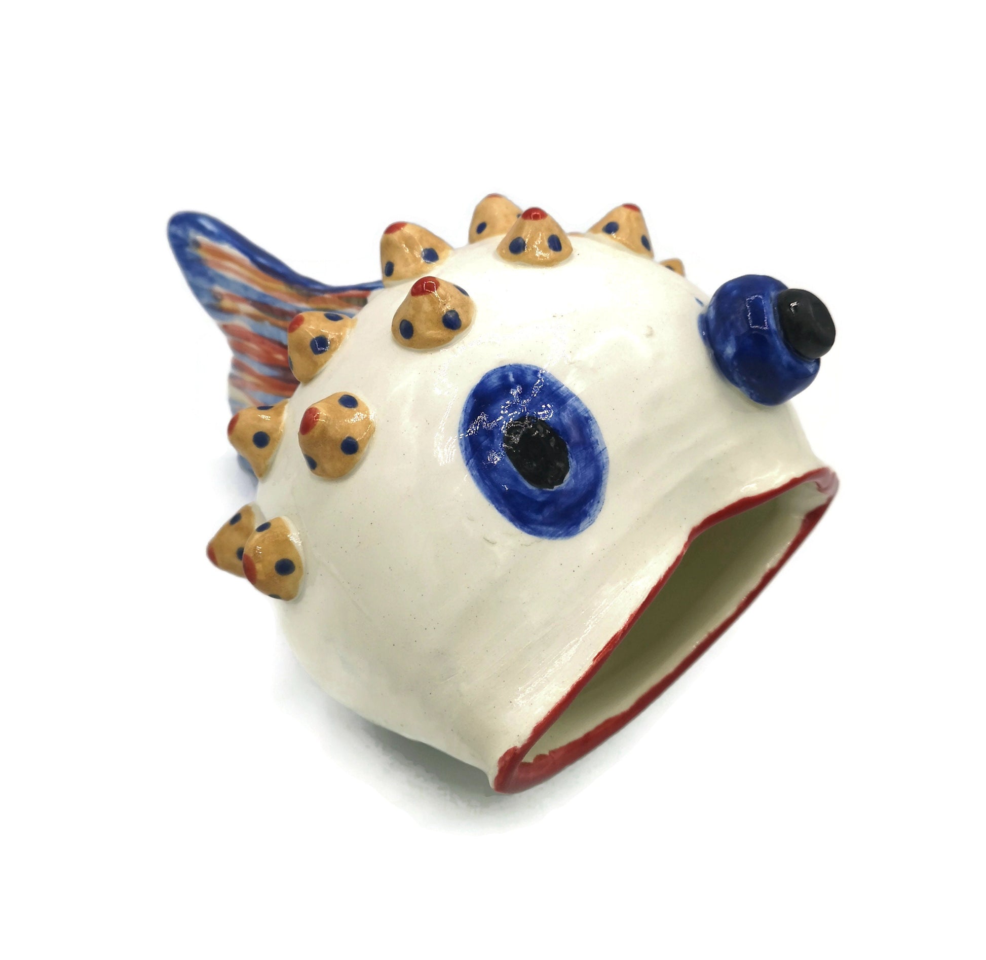 Handmade Ceramic Fish Sculpture Hand Painted, Coastal Pottery Animal Office Desk Accessories Best Gifts For Him, Best Sellers - Ceramica Ana Rafael