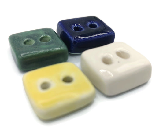 Handmade Ceramic Sewing Buttons, 1 Pc. Square Novelty Buttons For Crafts, Best Selers Custom Buttons, Unique Backpack Buttons Cute Jewelry - Ceramica Ana Rafael