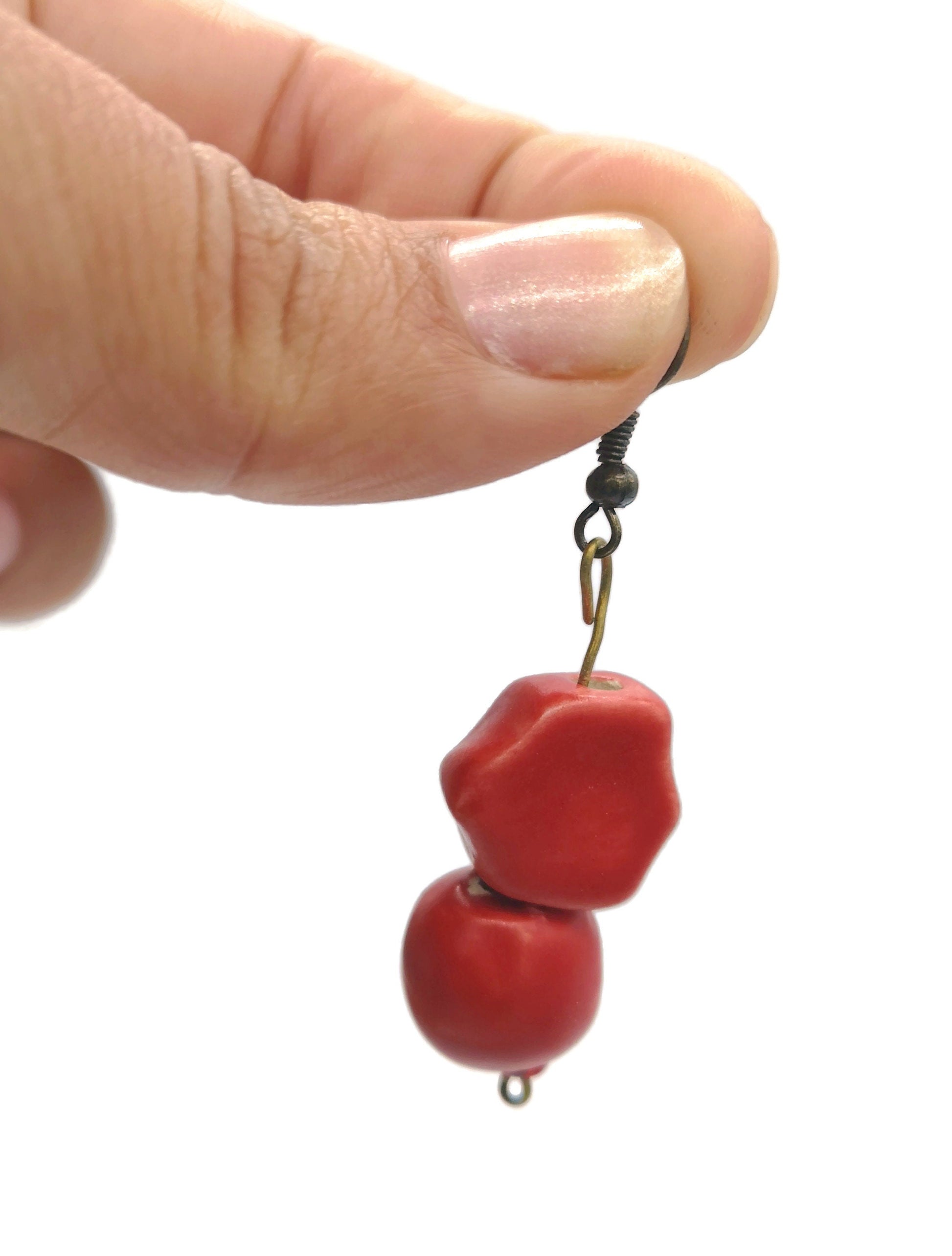 MISMATCHED EARRINGS ASYMMETRIC, Unique Ceramic Drop Earrings, 9th Anniversary Gift For Her, Artsy dangle Earrings, Aesthetic Earrings - Ceramica Ana Rafael