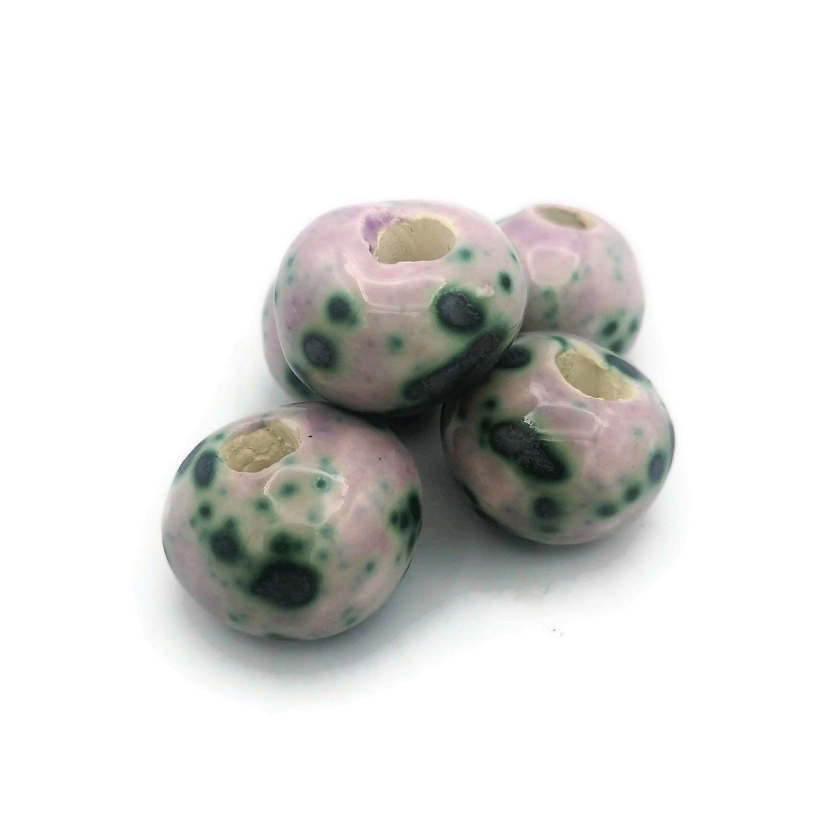 1pc Extra Large Macrame Bead Large Hole, Handmade Ceramic Beads For Clay Jewelry Making, Unique Porcelain Bubblegum Beads - Ceramica Ana Rafael