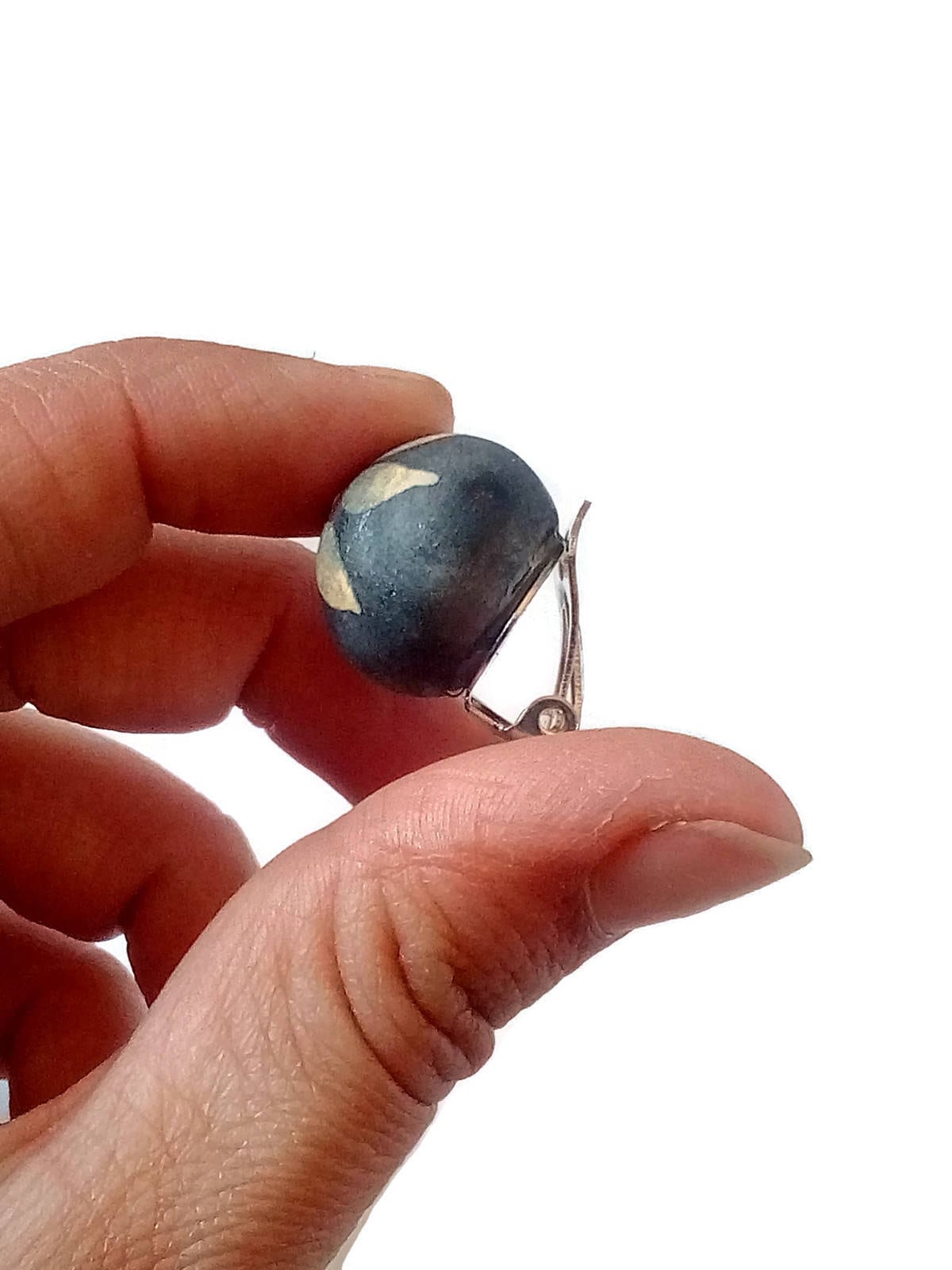 Black and Yellow Floral Clip On Earrings For Non Pierced Ears, Hand Painted Clay Stud Earrings, Handmade Jewelry For Mothers Day Gift - Ceramica Ana Rafael