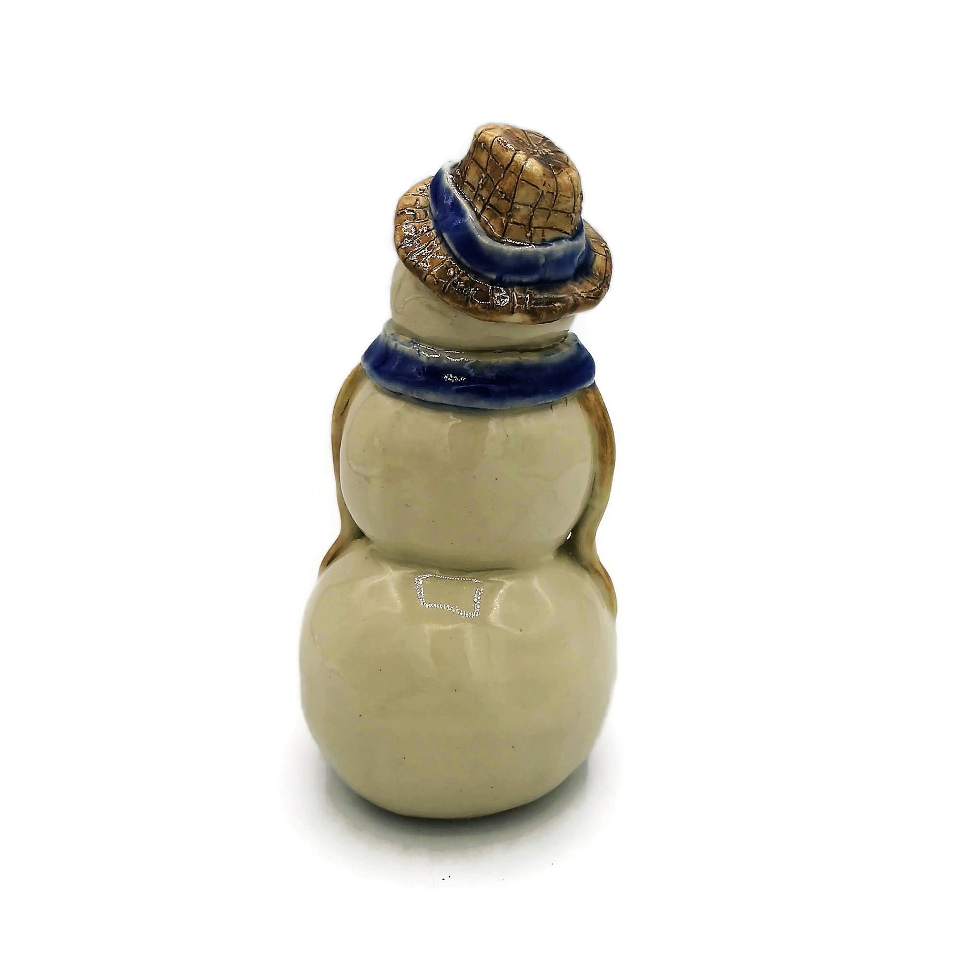 Handmade Ceramic Snowman Christmas Figurines, Housewarming Gift First Home, Cute Snowman Shelf Sitter, Hand Painted Statues & Sculptures - Ceramica Ana Rafael