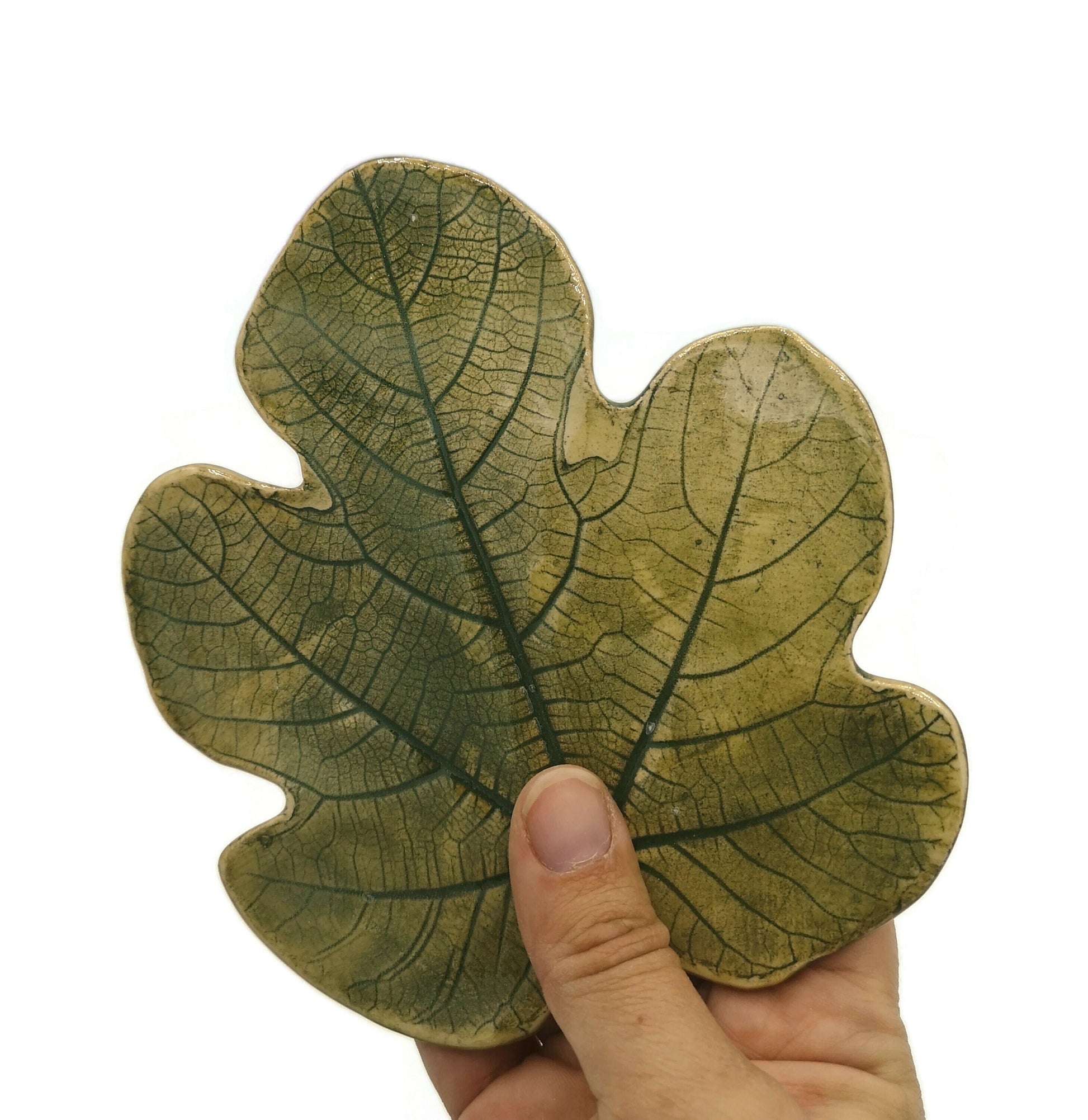 Set Of 6 Handmade Ceramic Green Coasters Fig Leaf Shaped, Housewarming Gift First Home, Mom Birthday Gift From Daughter, Fall Home Decor - Ceramica Ana Rafael