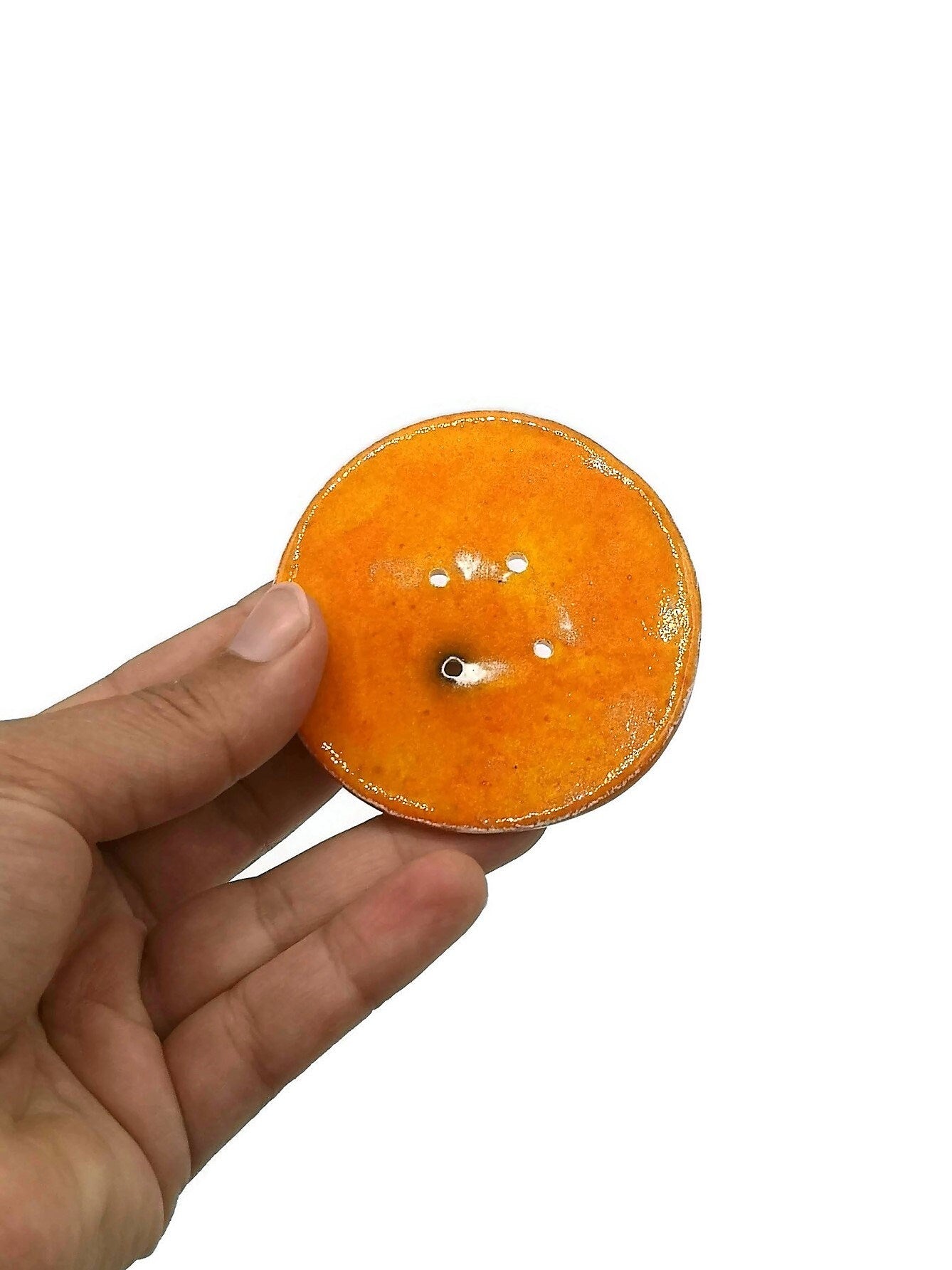 1Pc 65 mm Giant Sewing Buttons, Decorative Novelty Extra Large Buttons for Crafts, Handmade Ceramic Coat Button, Jumbo Orange Button - Ceramica Ana Rafael