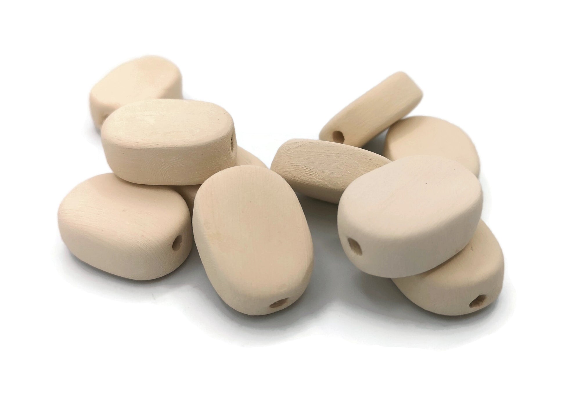 8/10Pcs Handmade Ceramic Beads For Jewelry Making. Large Hole, Oval Extra Large Ceramic Bisque Beads Ready To Paint, Craft Kits For Adults - Ceramica Ana Rafael