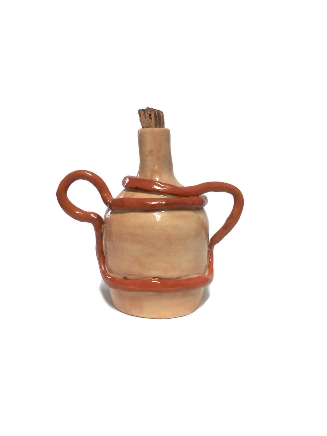 Handmade Ceramic Bottle With Cork Stopper, First Home Gift, Pottery Vase With Hand Built Sculptural Handles, Mom Birthday Gift From Daughter - Ceramica Ana Rafael