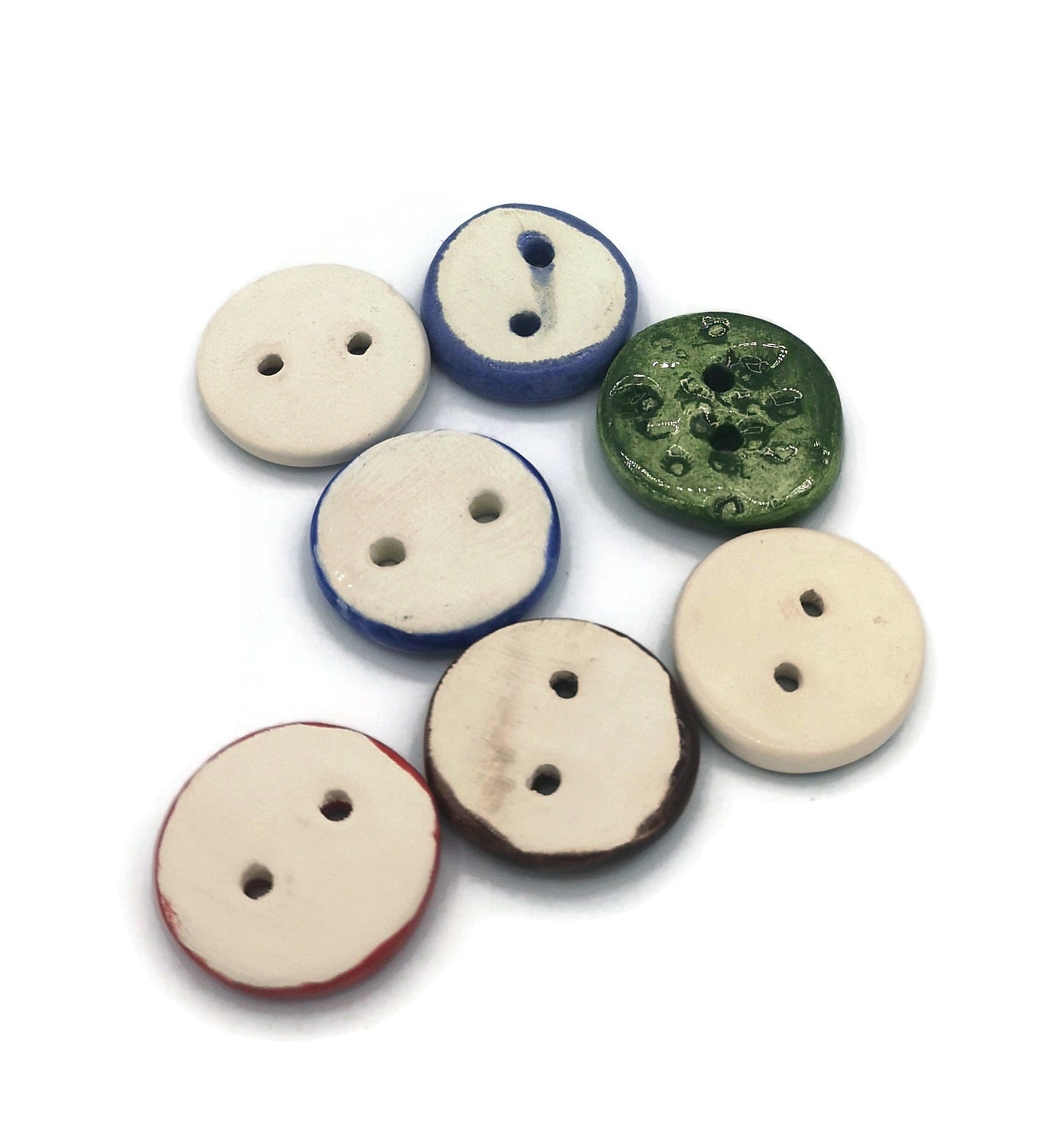 7Pc 30mm Handmade Ceramic Sewing Buttons, Cute Round Buttons, Sewing Suplies And Notions, Best Sellers Jewelry Making Buttons Vintage Look - Ceramica Ana Rafael