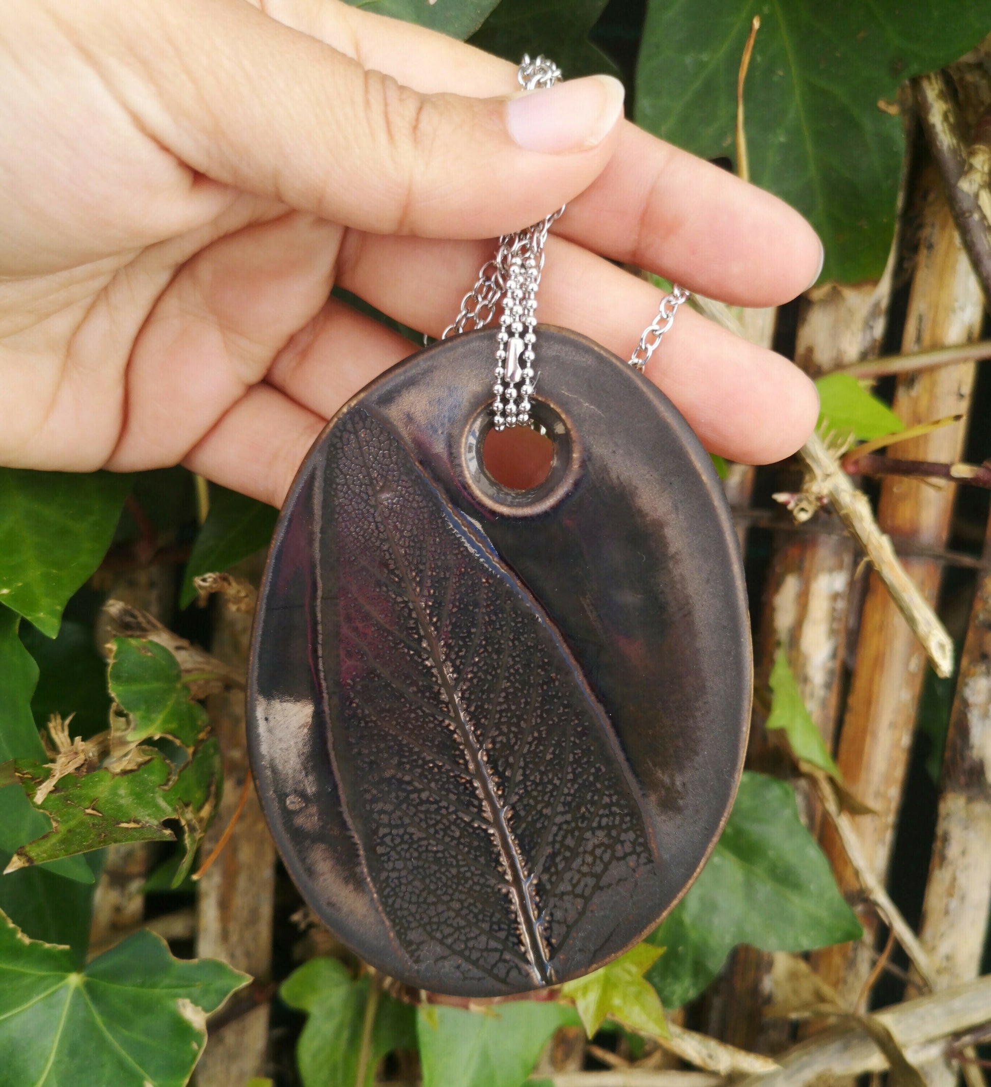 Large Statement Necklace For Women, Handmade Ceramic Jewelry Sage Pendant Necklace, Trendy Best Gifts For Her, Mom Birthday Gift For Women - Ceramica Ana Rafael