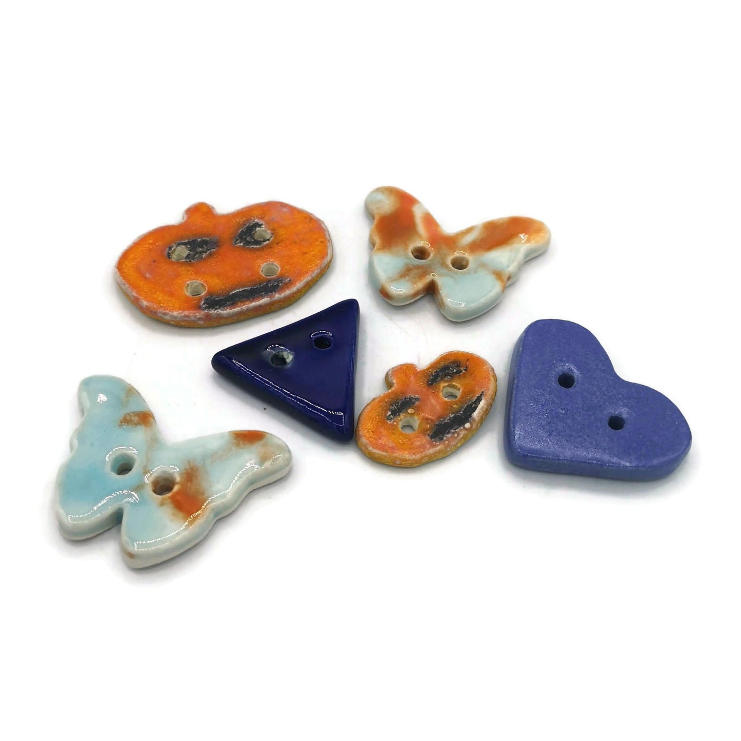 SEWING BUTTONS LOT, Set Of 6 Novelty Buttons For Crafts, Handmade Ceramics Upholstery Buttons, Coat Buttons - Ceramica Ana Rafael