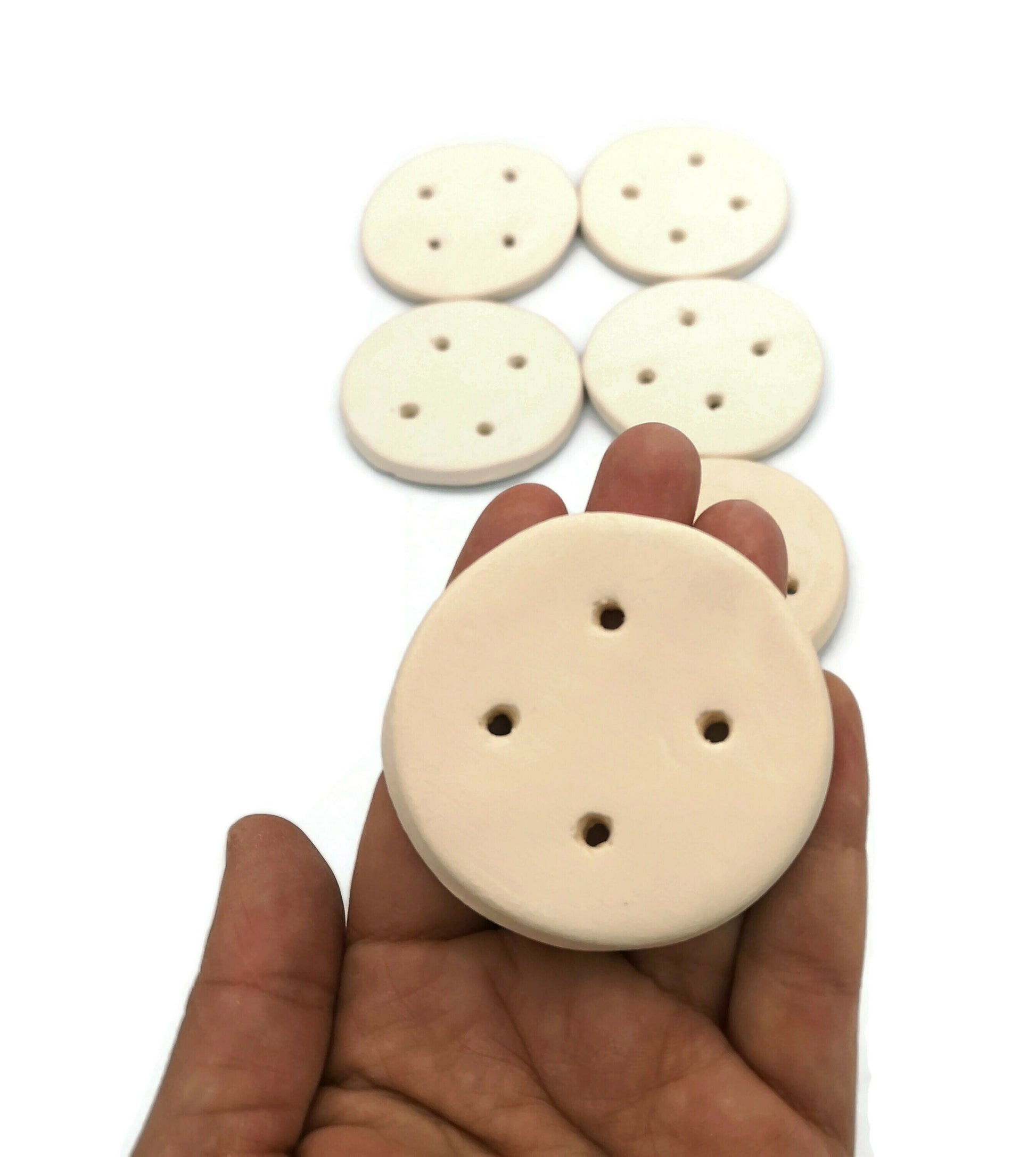 Handmade ceramic Sewing buttons Set, Unpainted Ceramic Bisque ready To Paint, Upholstery Buttons Round Shape, Best Gifts For Her Large Blank - Ceramica Ana Rafael