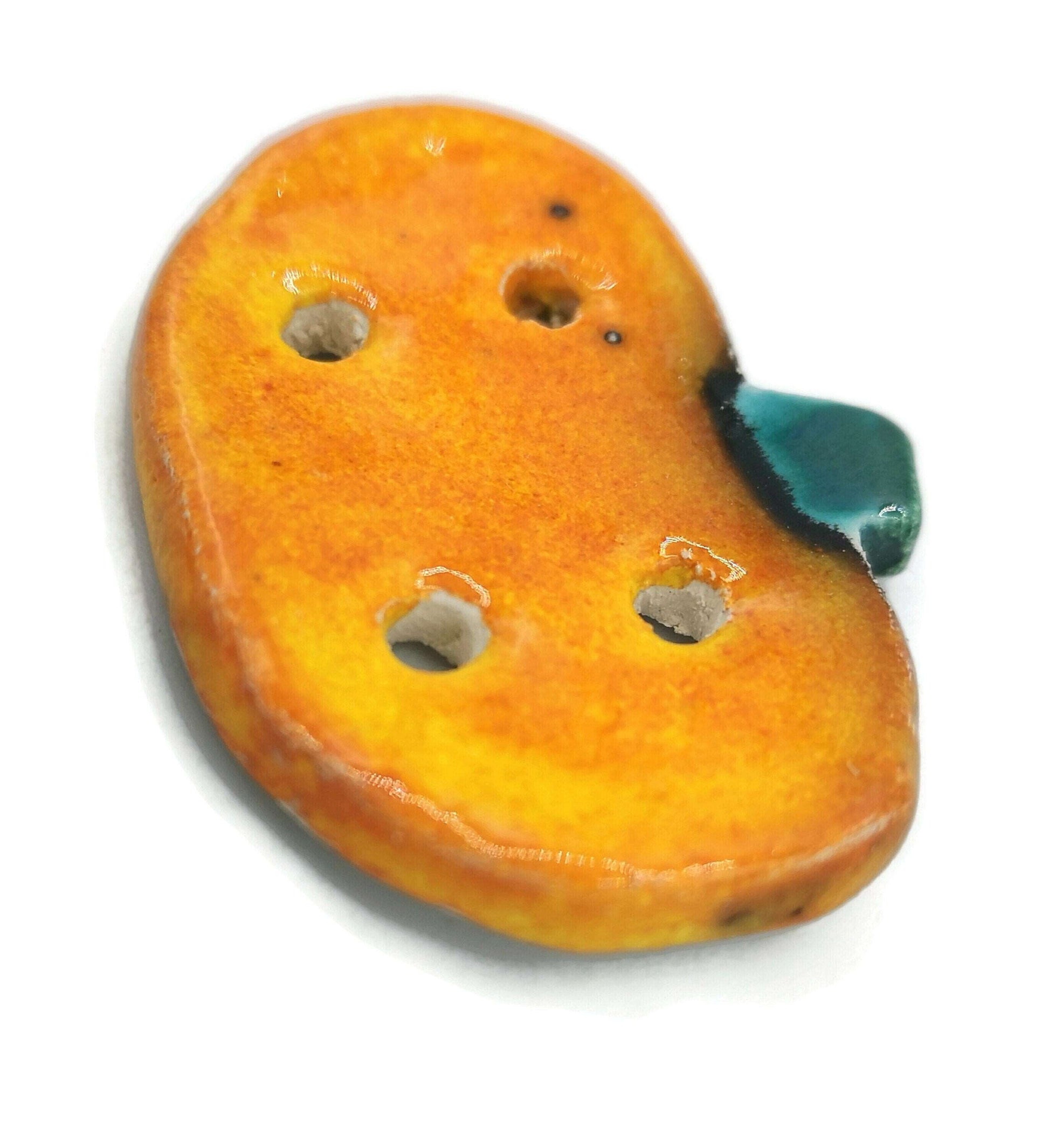 1Pc 50mm Handmade Ceramic Pumpkin Buttons Decoratve Halloween Sewing Buttons, Clothing Finishes, Extra Large Clothing Accessories