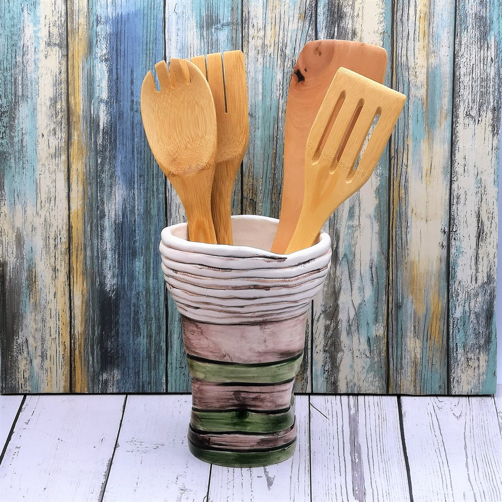 Handmade Ceramic Sculptural Vase For Home Decor, Textured Organic Shape Green And Brown Pottery Vase, Hand Painted Home Gifts For Her - Ceramica Ana Rafael