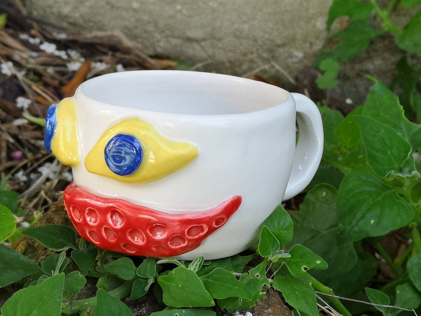 Handmade Ceramic Monster Coffee Mug Hand Painted, Unique Pottery Halloween Mugs For Women, Colorful Funny Face Horror Mug, Creative Creepy - Ceramica Ana Rafael