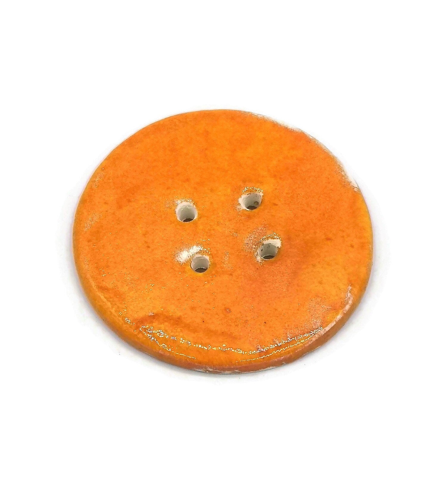 1Pc 65 mm Giant Sewing Buttons, Decorative Novelty Extra Large Buttons for Crafts, Handmade Ceramic Coat Button, Jumbo Orange Button - Ceramica Ana Rafael