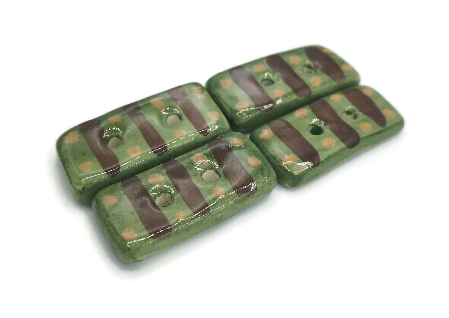 4Pc 40mm Handmade Ceramic Extra Large Buttons Rectangle Shape, Coat Button For Crafts, Fancy Jacket Buttons, Sewing Supplies And Notions - Ceramica Ana Rafael