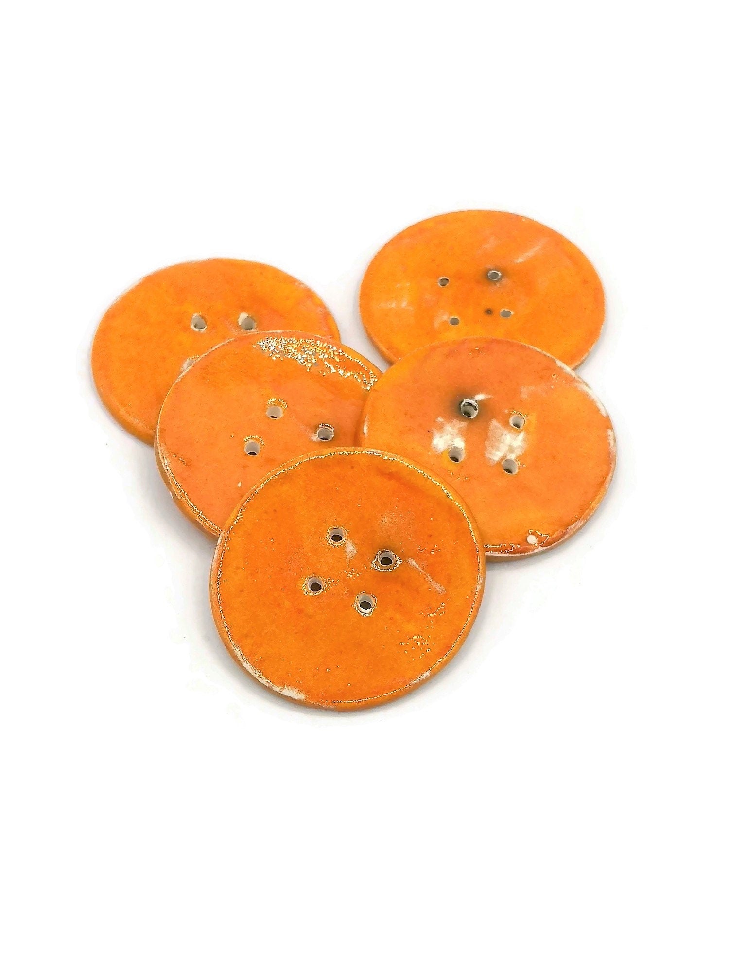 1Pc 65 mm Giant Sewing Buttons, Decorative Novelty Extra Large Buttons for Crafts, Handmade Ceramic Coat Button, Jumbo Orange Button - Ceramica Ana Rafael
