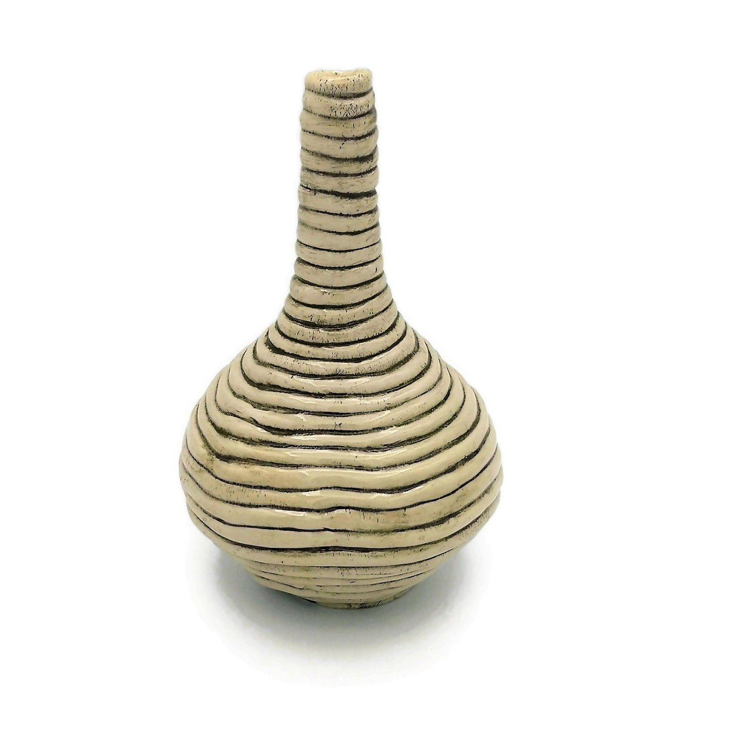 Tall Ceramic Vase, Modern Clay Sculpture, Bud Vase Textured For Table, Pottery Large Contemporary Art Wedding Gift For Couple - Ceramica Ana Rafael