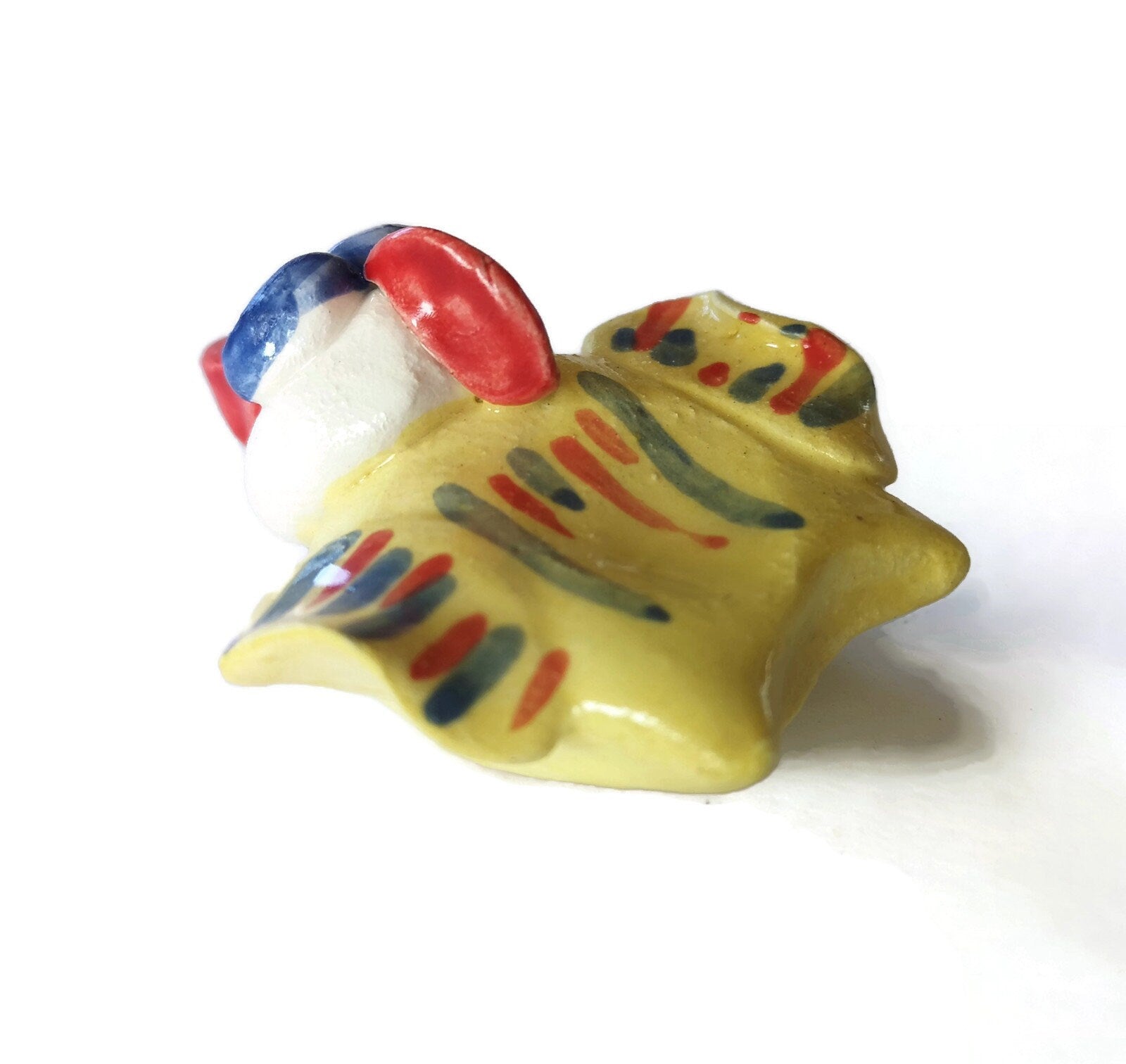 Handmade Ceramic Bird Sculpture Hand Painted Yellow, Modern Rooster Figurine, Cute Clay Sculpture Chicken Gifts, Reusable Animal Cake Topper - Ceramica Ana Rafael