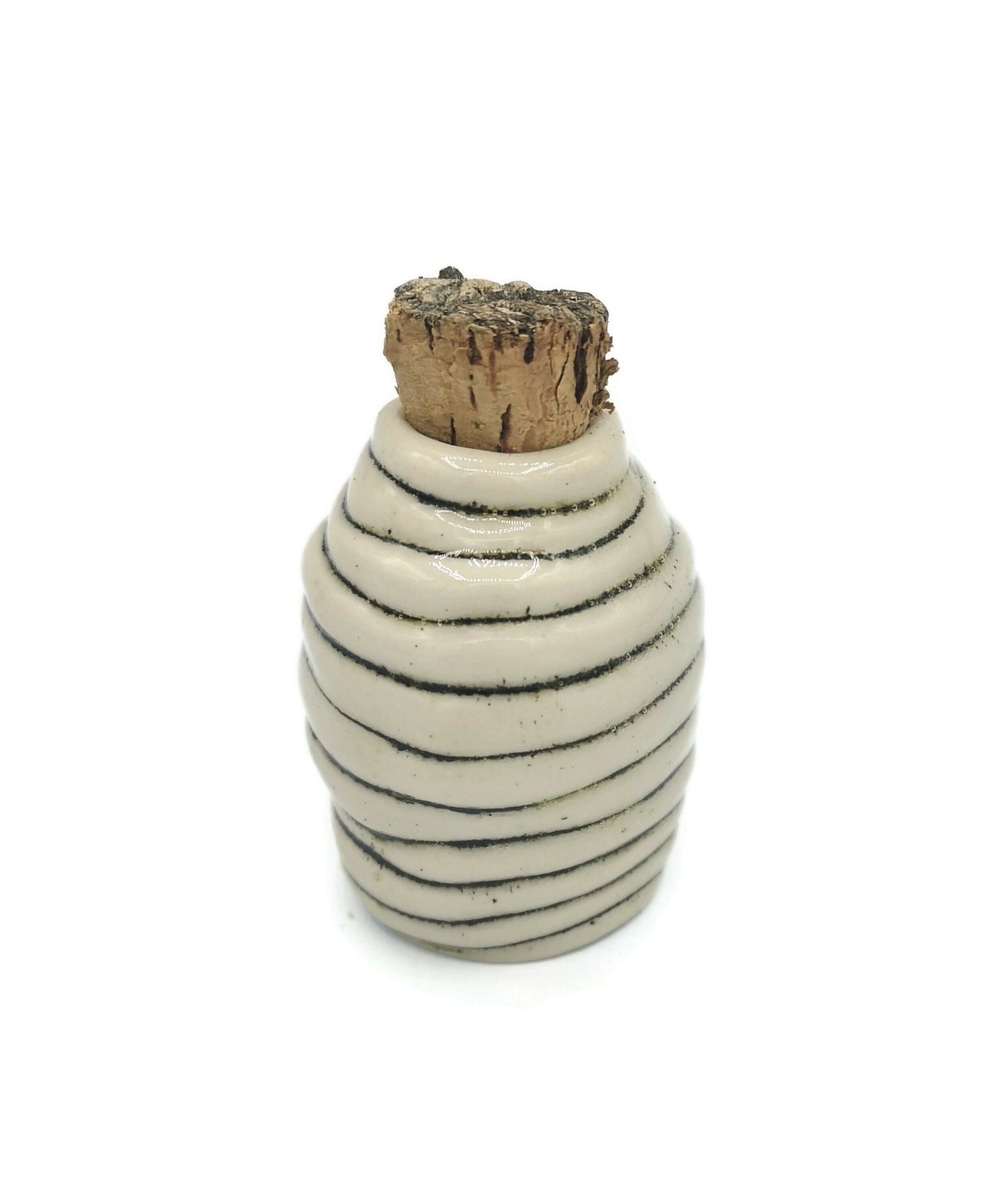 MINIATURE BOTTLE, SMALL Ceramic Bottle With Cork Stopper, Mini Bottles, Handmade Pottery Vase, 9th anniversary gift for wife, mom birthday - Ceramica Ana Rafael