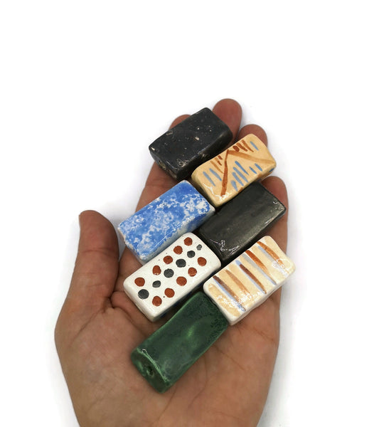 Handmade Ceramic Beads, Set Of 7 Assorted Clay Beads For Jewelry Making, Best Sellers Pendant Necklace, Unique Unusual Jumbo Beads Large - Ceramica Ana Rafael