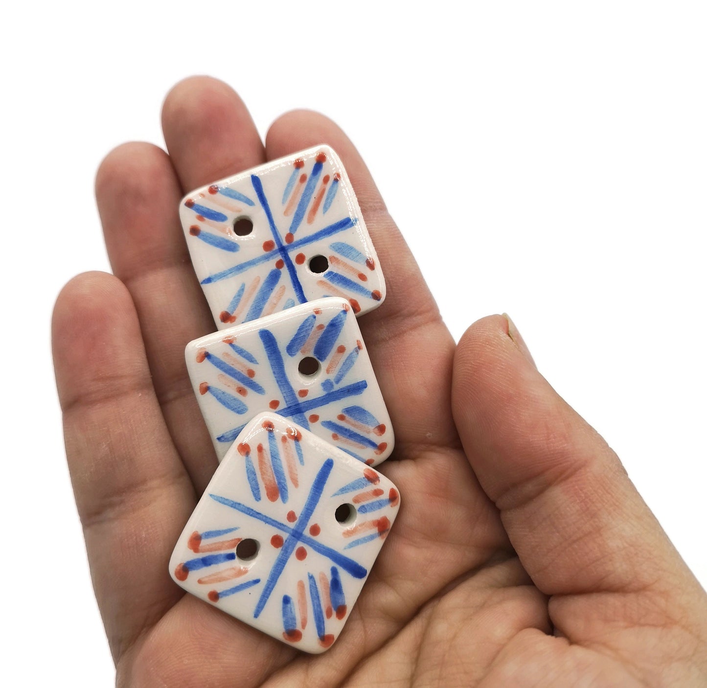 NOVELTY BUTTONS, Handmade Ceramic Sewing Button Lot, Set Of 3 Craft Buttons For Sewing, Fancy Jacket Buttons - Ceramica Ana Rafael